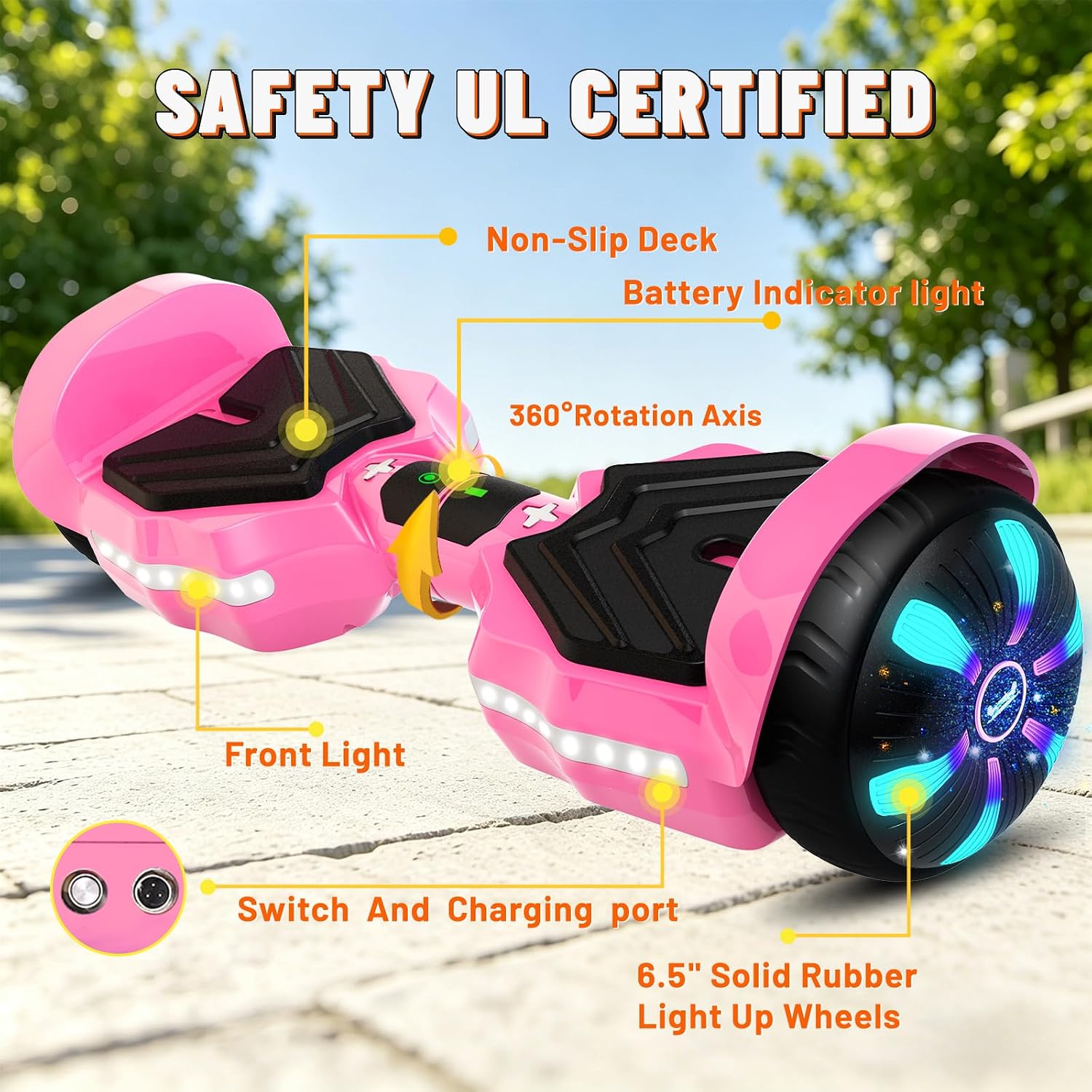 SIMATE Scooter, Bluetooth Speakers and LED Light-Up Wheels, APP Control, Dual 250W Motors, 8.5 mph Max Speed & 8.5 Miles Max Range, Gifts for Kids Adults Girls Boys