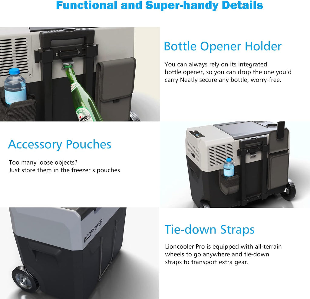 ACOPOWER LiONCooler Pro HY-COMBO-PX30 Solar Freezer Portable 32 Quarts Cooler & 90 Watt Solar Panel Combination Kit for Truck RV Boat Outdoor Camping, Black&Grey