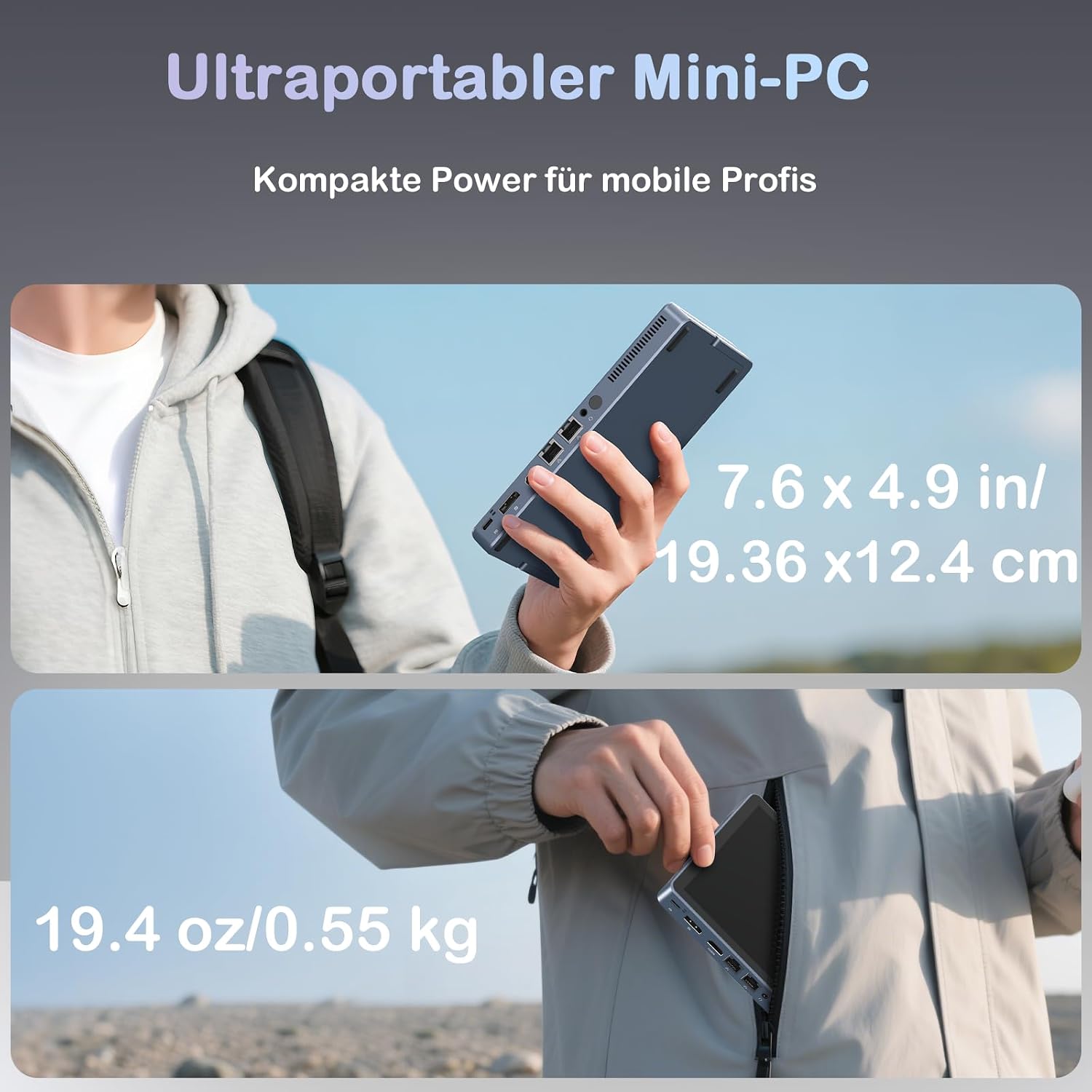 Mini PC N150(up to 3.6GHz), 12GB DDR5 RAM 256GB/512GB/1TB M.2 SSD Mini PC with 8-Inch Touchscreen 4K Dual Display,WIFI6,BT5.2,12 Ports, Portable Micro Computer (N150-12GB+256GB)