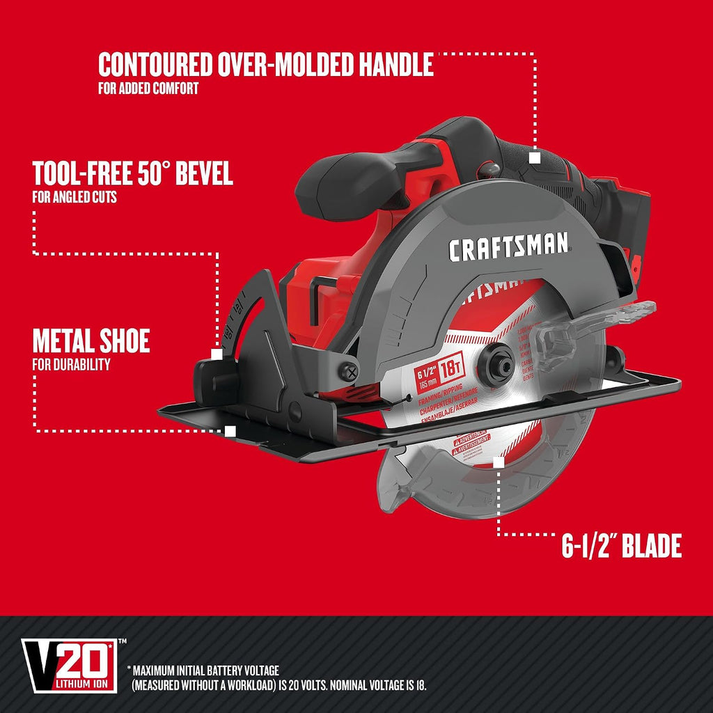 CRAFTSMAN V20 Cordless 6-Tool Power Tool Combo Kit with 2 Batteries and Charger (CMCK600D2)