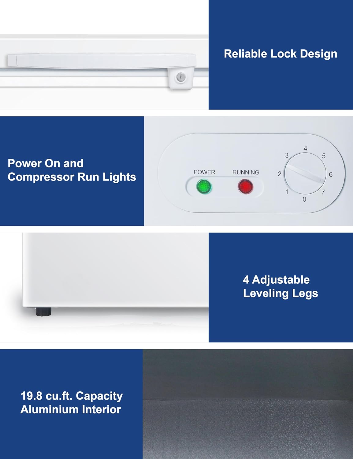 BLACK+DECKER 19.8 Cu. Ft. Chest Freezer, Deep Freezer with Top Opening, Freezer Chest with 2 Removable Storage Baskets, Mechanical Temperature Control, Manual Defrost, R600a Refrigerant,BCF1980E,White