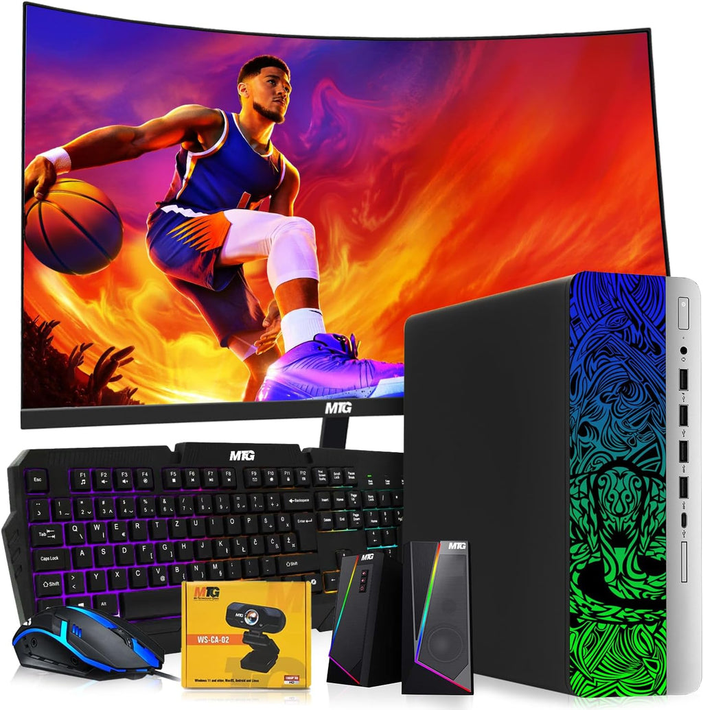 TechMagnet HP Regular Cobra Edition RGB Gaming Desktop PC,Intel Core i7,16GB DDR4 RAM,512GB SSD,GT 1030 Graphics Card,24 Inch Curved Monitor,RGB Kit,Webcam,Windows 11 (Renewed)