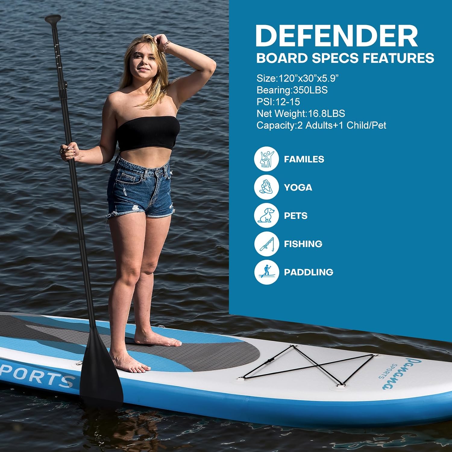 Panana Inflatable Stand Up Paddle Board, 10' SUP Paddleboard Kayak, Blow Up Paddle Boards for Adults Youth with Accessories Kit Anti-Slip EVA Deck