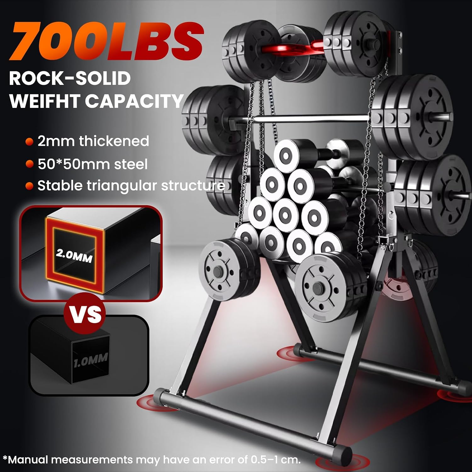 WATBKHE Power Tower Pull Up Dip Station Foldable, Pull Up Bar Station Adjustable, Multi-Function Home Gym, Strength Training Fitness Equipment, Triangular Design, for Home Outdoor