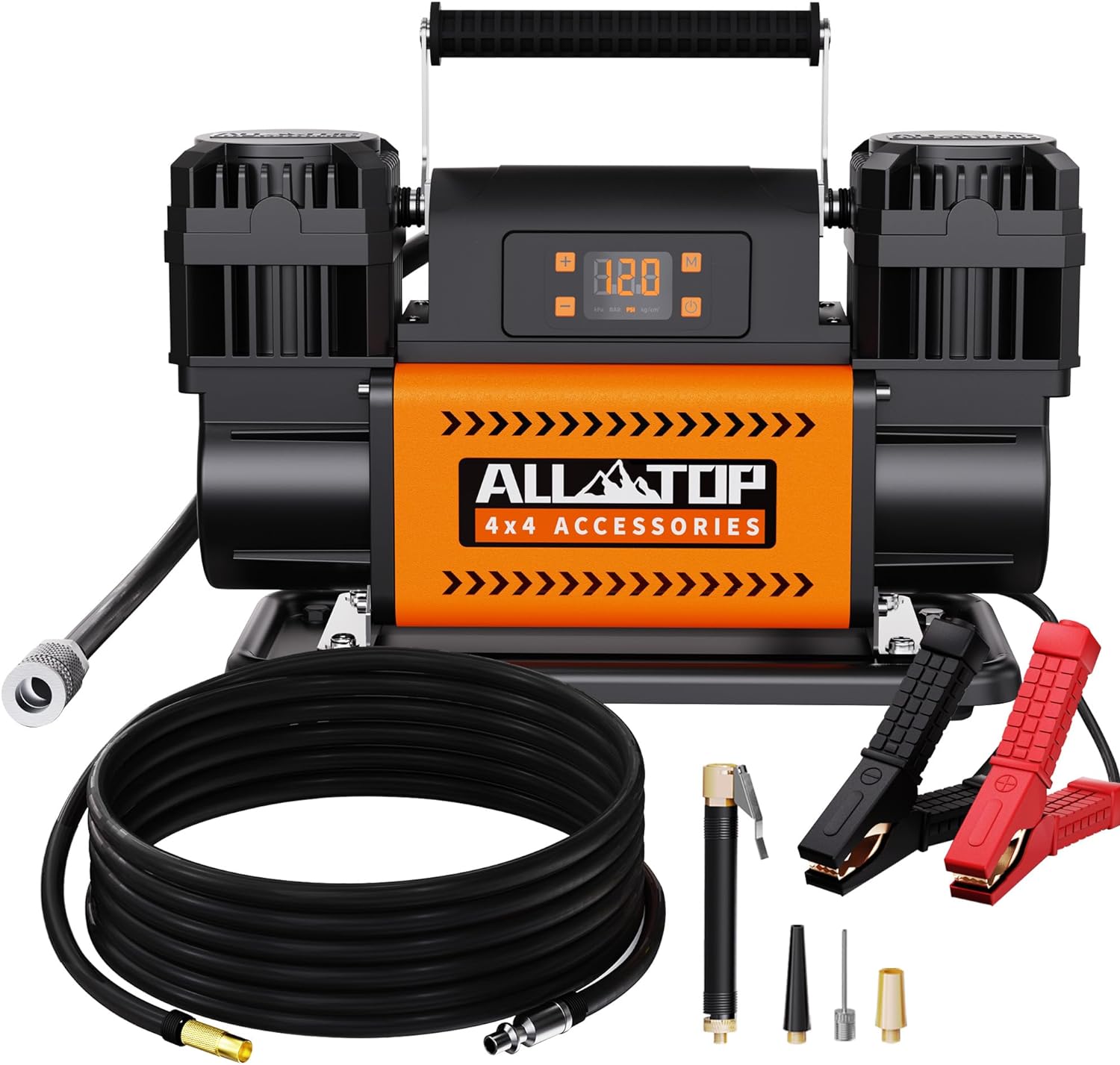 ALL-TOP 12V Air Compressor w/LCD Control Panel to Preset Target Pressure, 150PSI 12.35CFM Air Pump Inflator for Overland (Dual Cylinder)