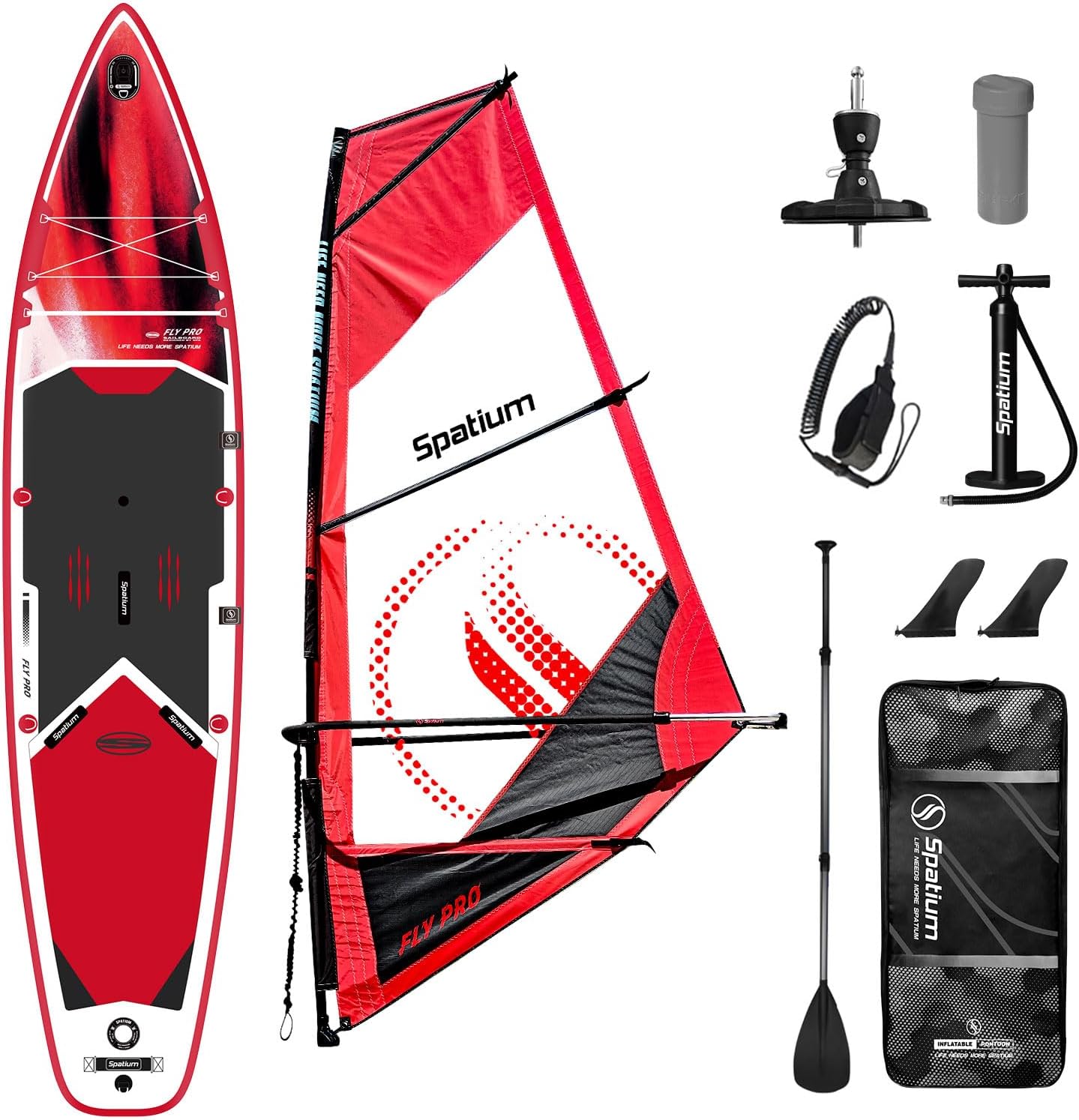 Spatium Wind Surfboard Sails Inflatable Windsurfing Board and Sail 5.0m²/6.0m² Inflatable Windsurf Sail with Sail Board for Newbie Friendly Windsurfer