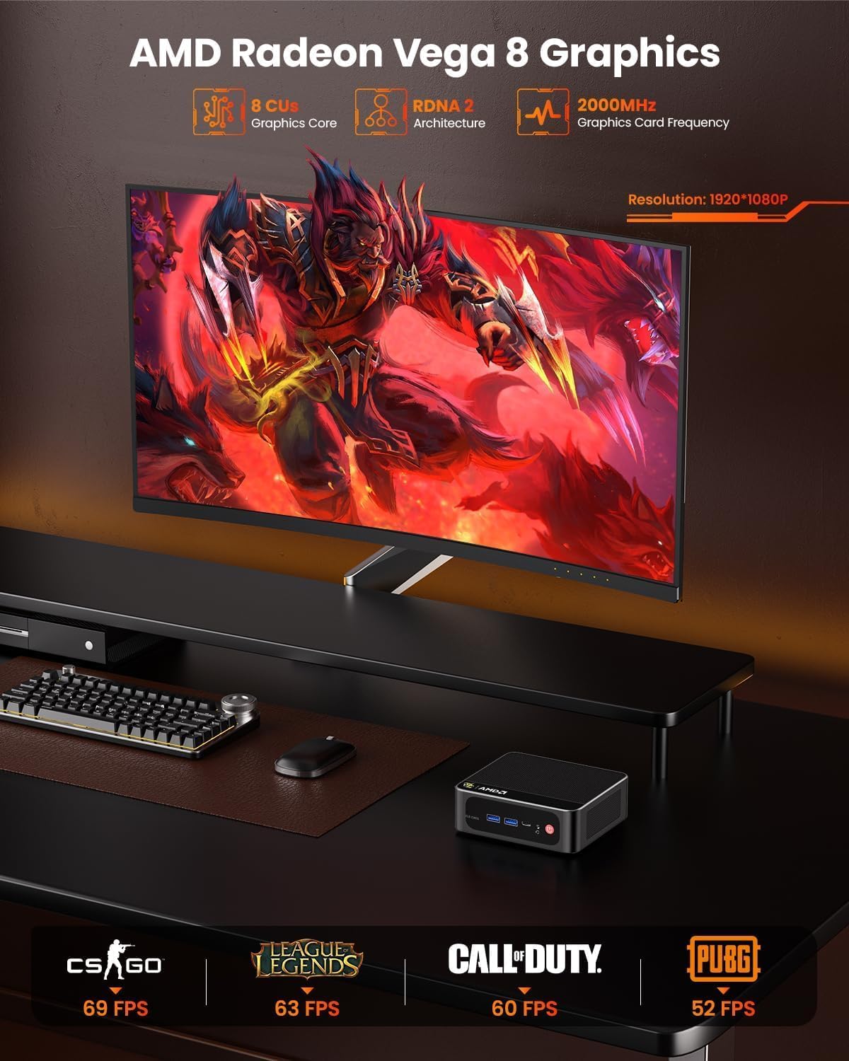 Beelink Mini PC Ryzen 7 5850U (8C/16T, Turbo 4.4GHz), 16GB DDR4 RAM 500GB PCIe3.0 SSD Mini Desktop Computers, SER5 PRO Support 4K@60Hz Triple Display/WiFi 6/BT5.2/DP+HDMI+USB-C/USB3.2/RJ45 LAN