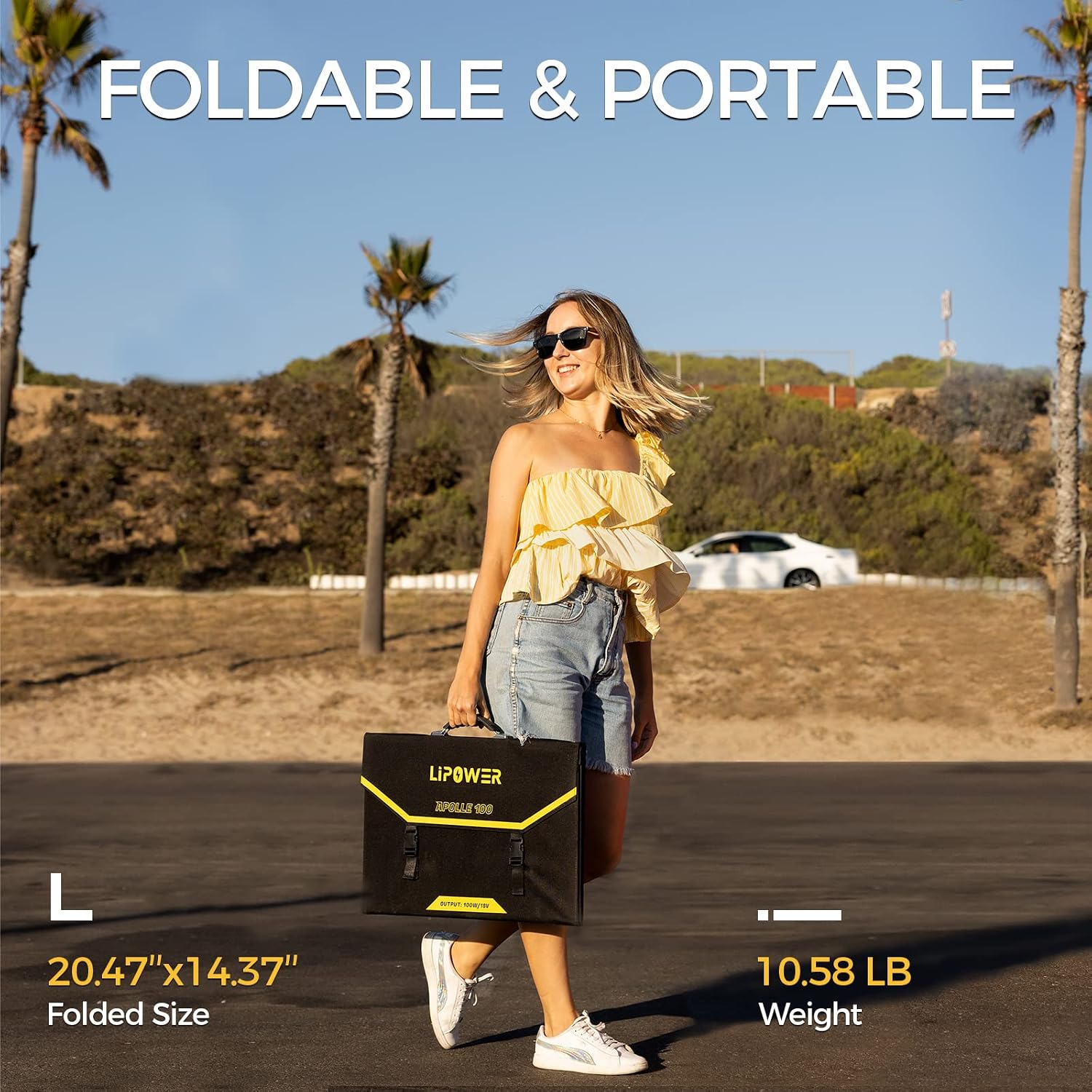 Lipower 1075Wh Portable Power Station with 100W Foldable Solar Panel,1200W Solar Generator, IP54Waterproof ETFE Solar Charger for Outdoor Camping RV Home Emergency