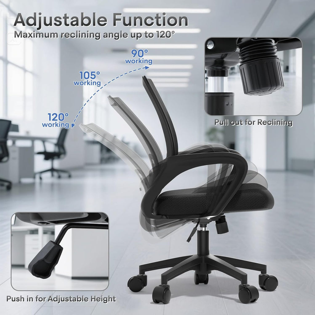 Ergonomic Office Chair 24P - 330Lbs, Breathable Mesh Computer Desk Chair with Lumbar Support & Armrest, Rolling Swivel Adjustable Tilt Lock for Home Office/Gaming, Bedroom Study