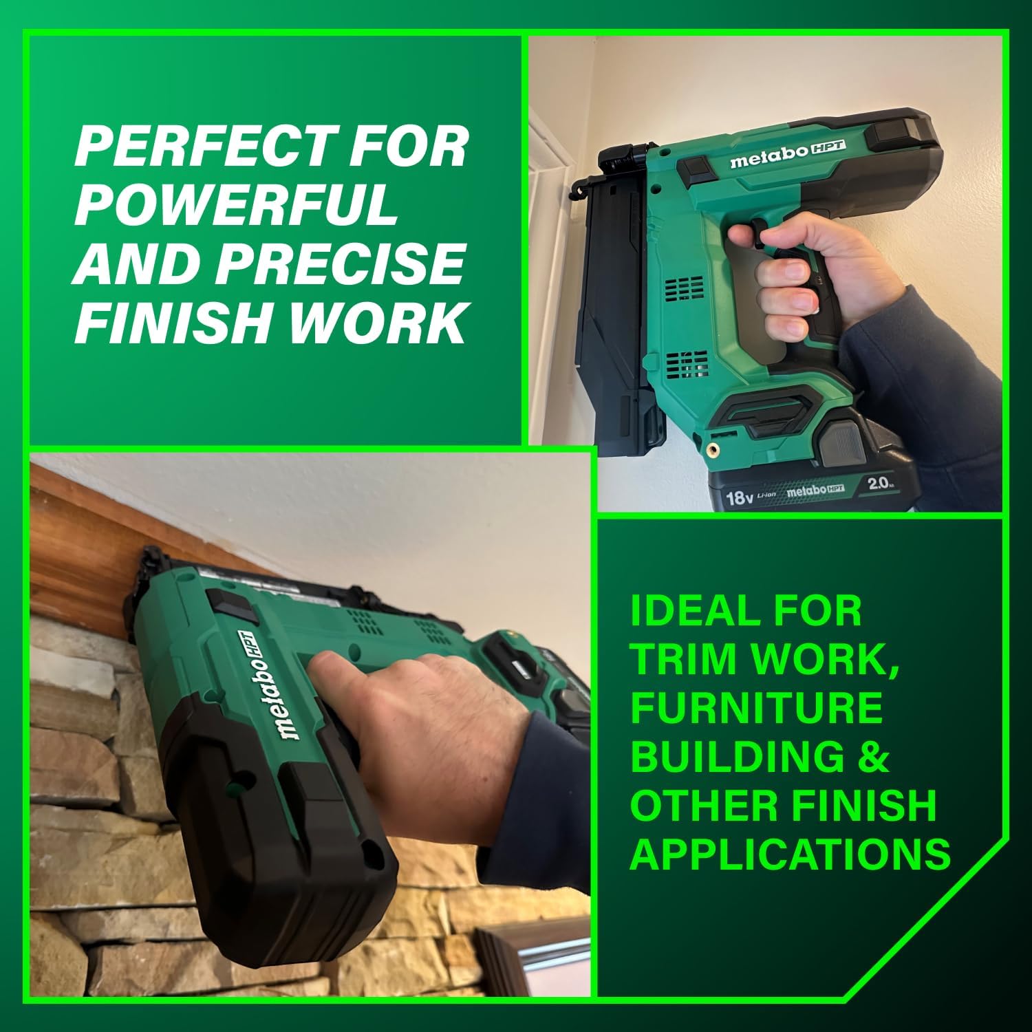 Metabo HPT 18V MultiVolt Compact Cordless Brad Nailer Kit, 18 Gauge Nailer with Power Tool 2.0Ah Lithium Ion Battery, Drives 5/8' to 2' Brad Nails, 700 per Charge, NT1850DG