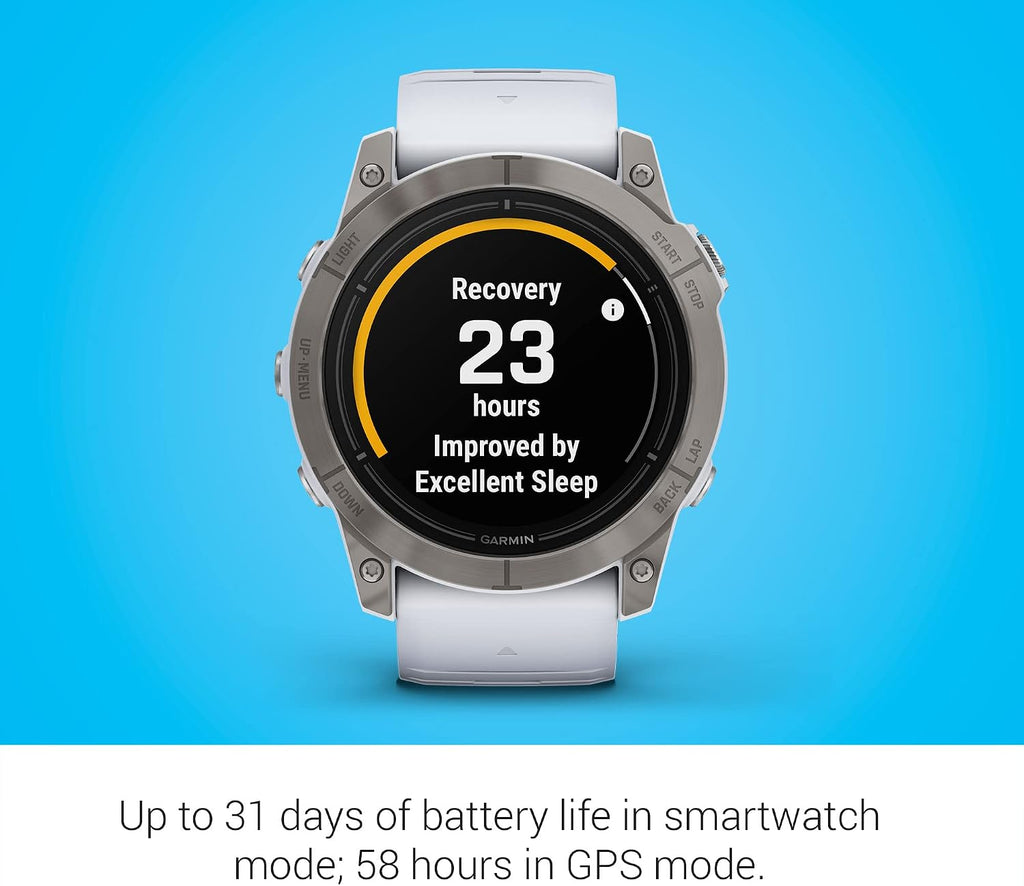 Garmin epix Gen 2 Pro Sapphire Edition, 51mm, Titanium/Whitestone | AMOLED Display, High Performance Smartwatch, Advanced Training Technology, Built-in Flashlight with Signature Charging Bundle