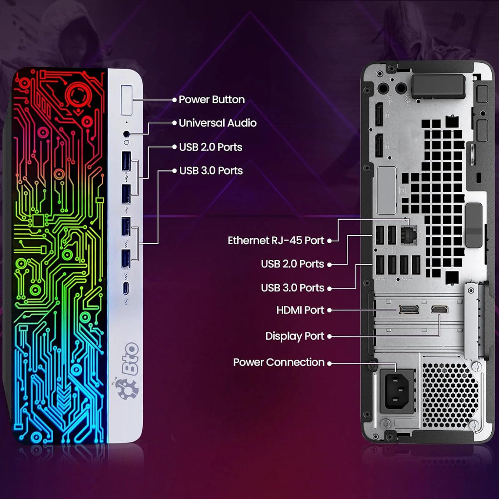 BTO RGB Gaming Desktop PC - Core i5 6th Gen - 16GB DDR4 Ram - 1TB SSD - GeForce GT 1030-24-in Monitor - RGB Keyboard & Mouse - RGB Speaker - WiFi - Windows 11 Pro (Renewed)