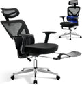 Office Chair Ergonomic Desk Chair - Home Mesh Chair with Adjustable Footrest Lumbar Support, High-Back Computer Gaming Chair with Headrest 3D Armrests, Rolling Swivel Task Chairs for Home, Office