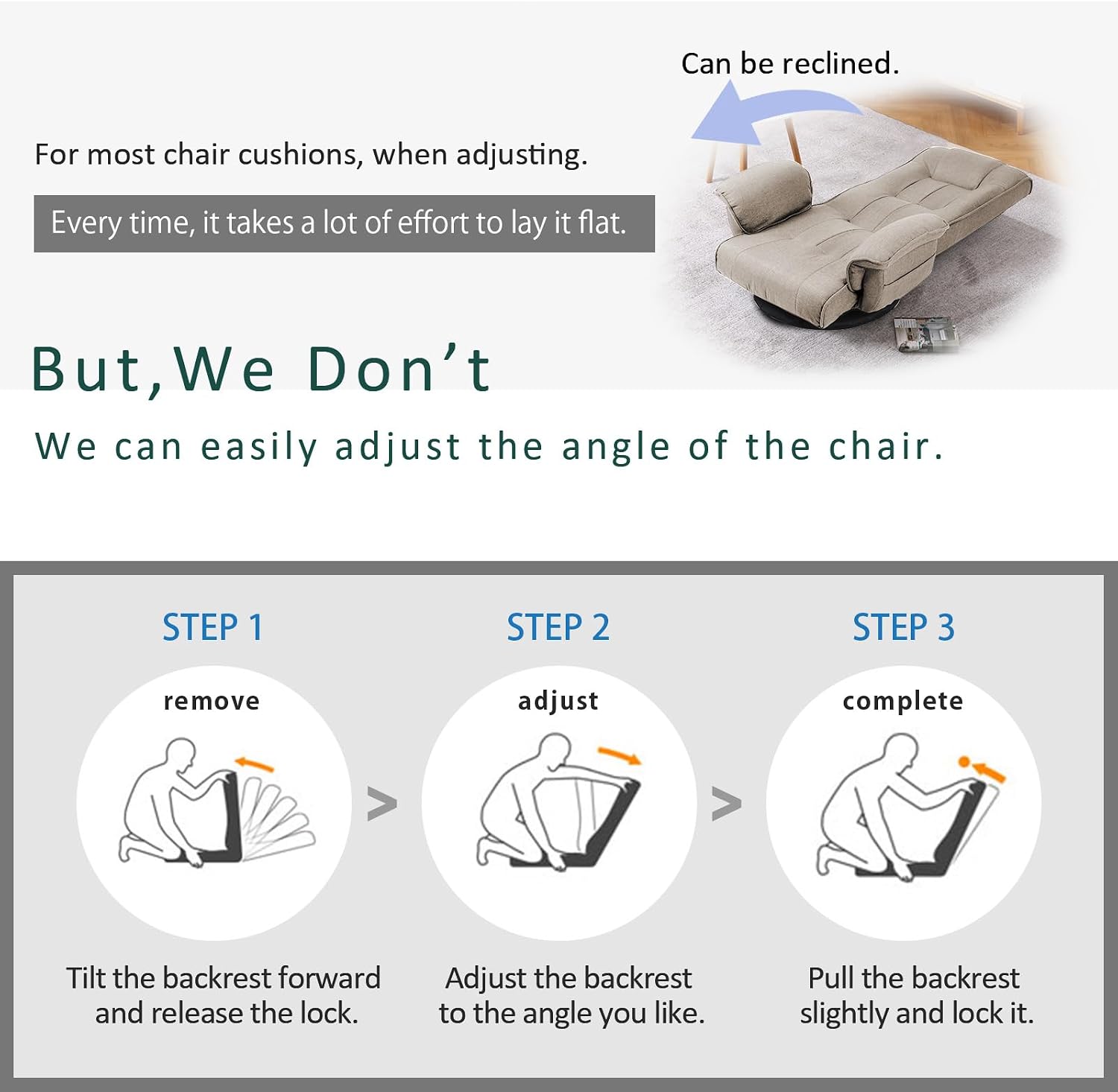 360 Degree Swivle Adjustable Floor Chair, Chaise Lounge Indoor, Folding Lazy Sofa with Armrests and Side Pocket Adults Gaming Chairs for Living Room, Bedroom Factory Price 201 (BE)