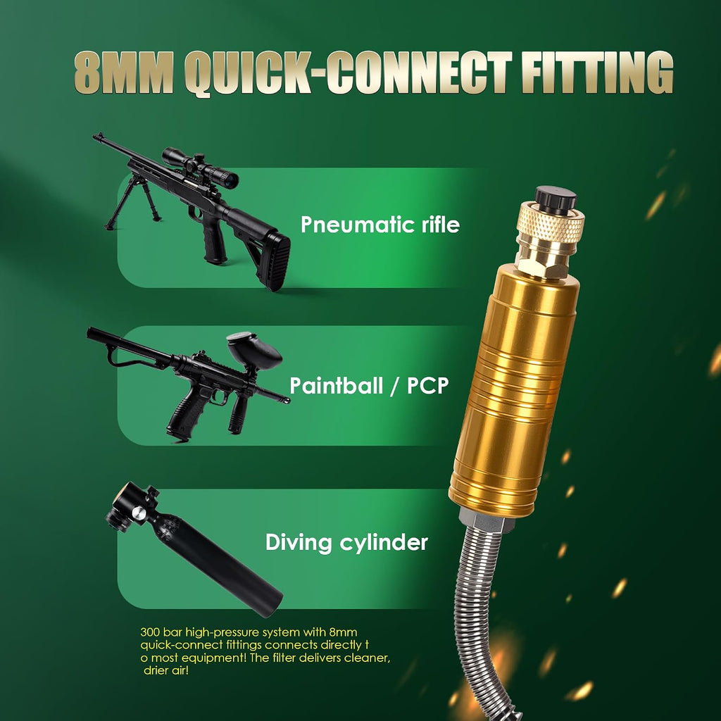 TUXING 4500Psi Pcp Air Compressor | 30Mpa 300Bar High Pressure Air Pump | Oil/Water-Free | Powered by Car 12V DC or Home 110V AC with Converter | Pump for PCP Air Rifle,Paintball Airguns