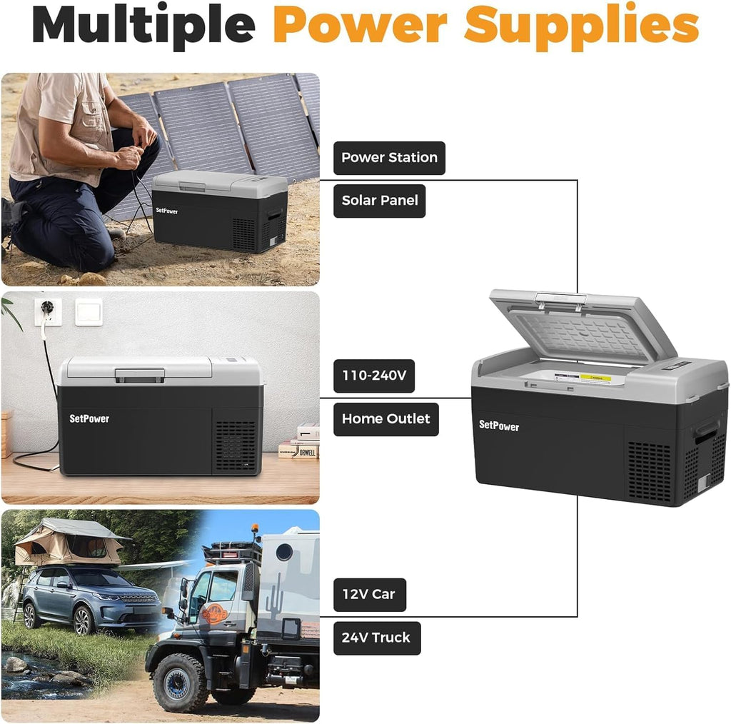 Setpower FC20 12V Refrigerator with Slide, 21Quart Car Refrigerator,Portable Car Fridge,Portable Freezer,Electric Coolers for Vehicles ac/dc,12 Volt Car Cooler for Van,Truck,RV,SUV