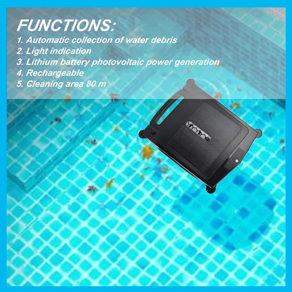 Outdoor Pool Cleaning Robot,Solar Automatic Pool Skimmer,Automatically Clean When Full Power,for Any Shape Pool Cleaning