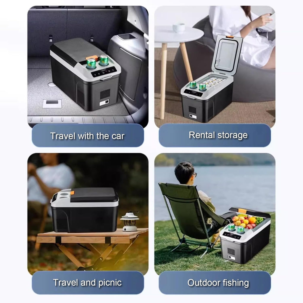 12V Car Refrigerator, Small Car Fridge with Compressor, Electric Portable Freezer for Truck, Boat, Camping, Travel, Home