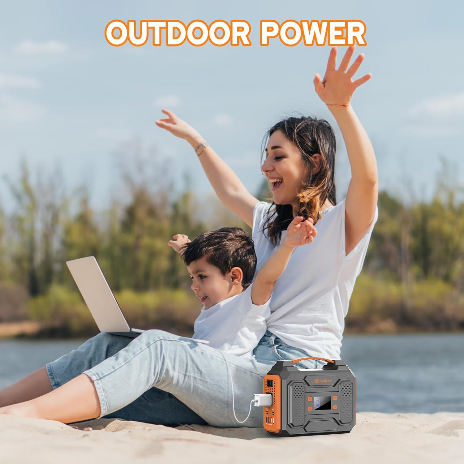 Portable Solar Power Station with Foldable Solar Panel 60W, 110V 300W AC Outlet Solar Power Pack Generator with Panels,100W Fast Charging USB C Power Bank for Camping Laptop Smart Devices RV Outdoor
