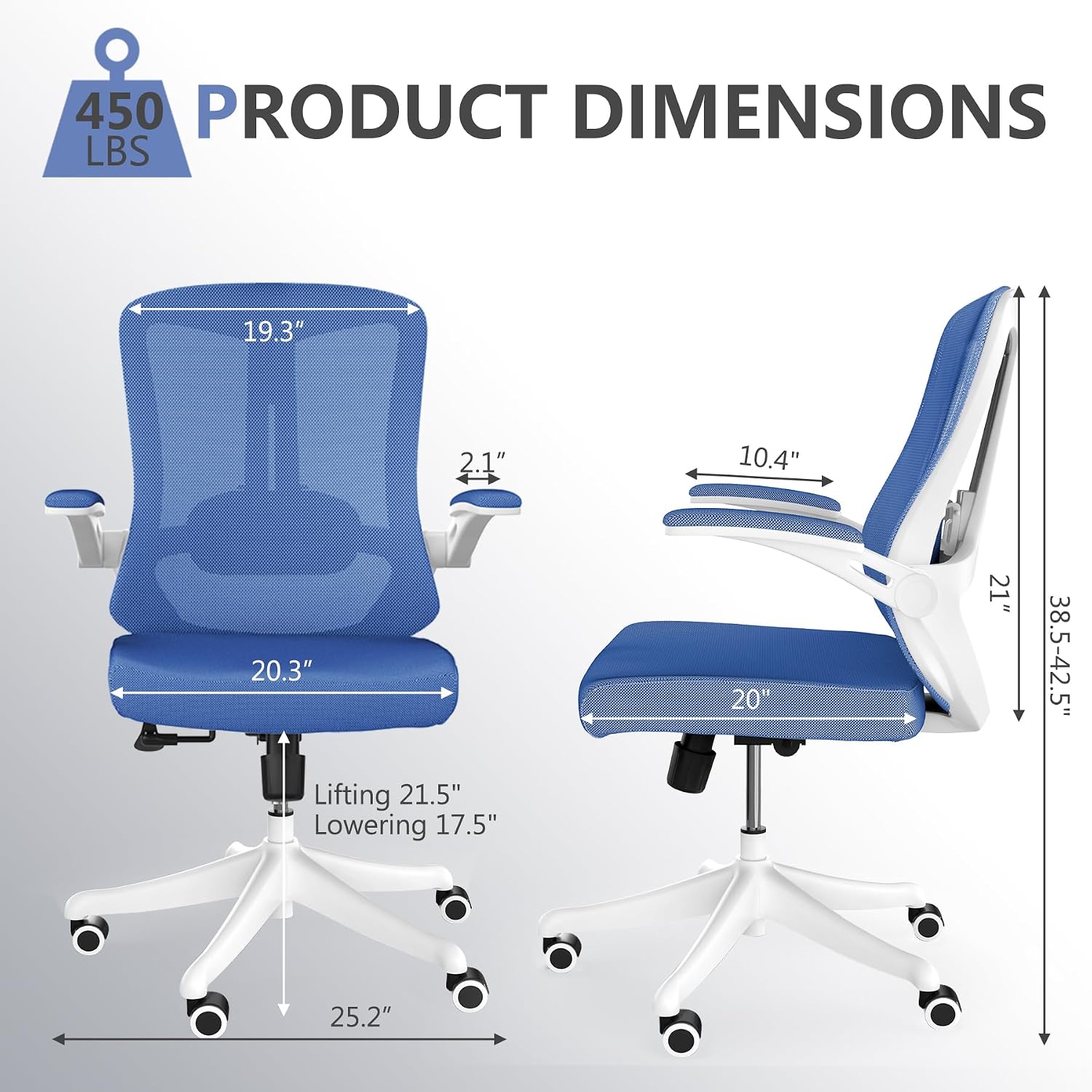 balmstar Ergonomic Office Chair Desk Chair - Mesh Computer Chair with 360° Swivel Wheels, Adjustable 90-130° Recline & Lumbar Support for Home Office, Supports up to 300lbs (01Blue)