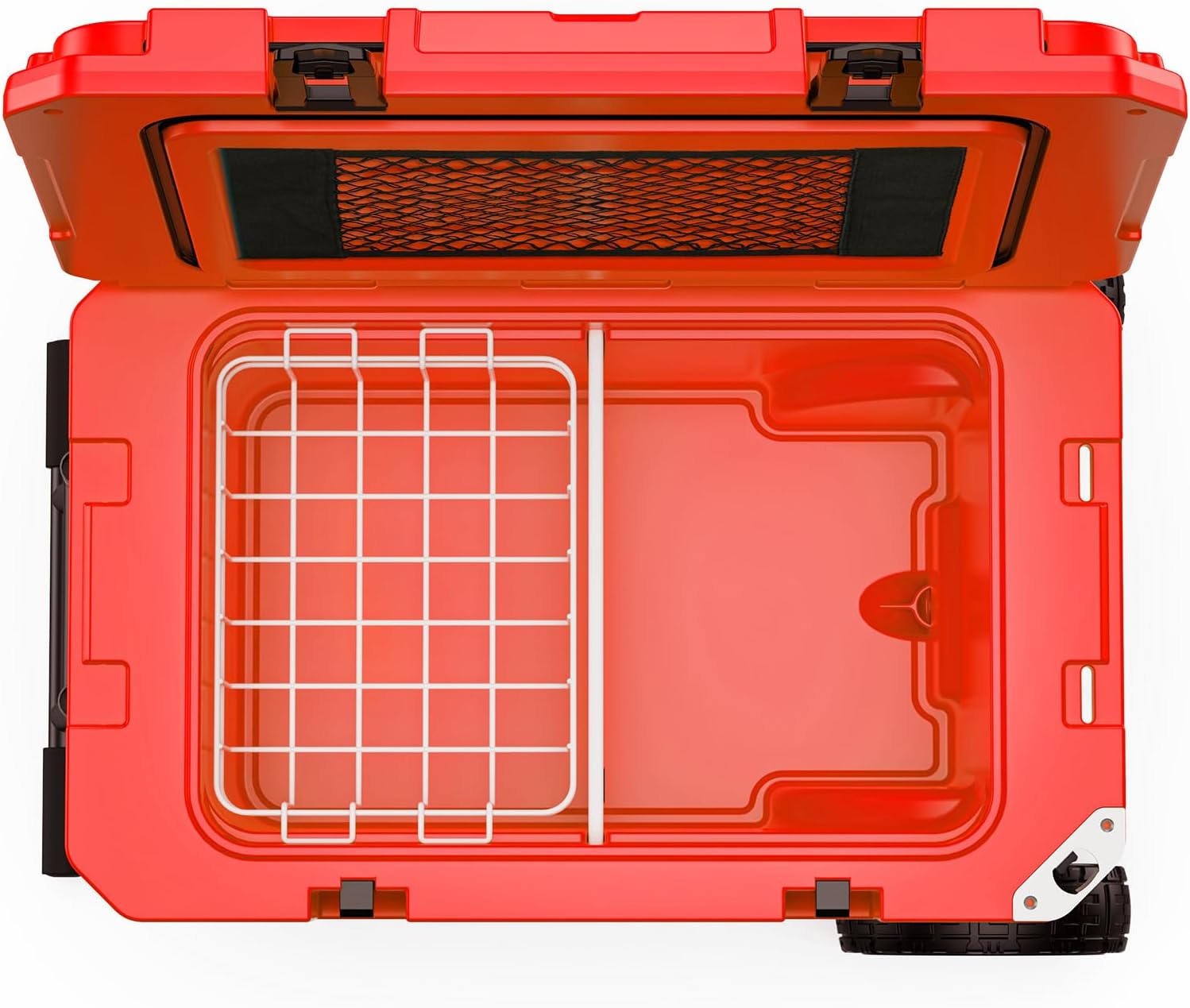 55 Quart Cooler with Wheels, Ice Chests Portable Camping Cooler Holds Ice up to 6 Days, Leak-Proof Outdoor Insulated Cooler with Handle, Cup Holders, Hard Cooler for Camping, Beach, Boat