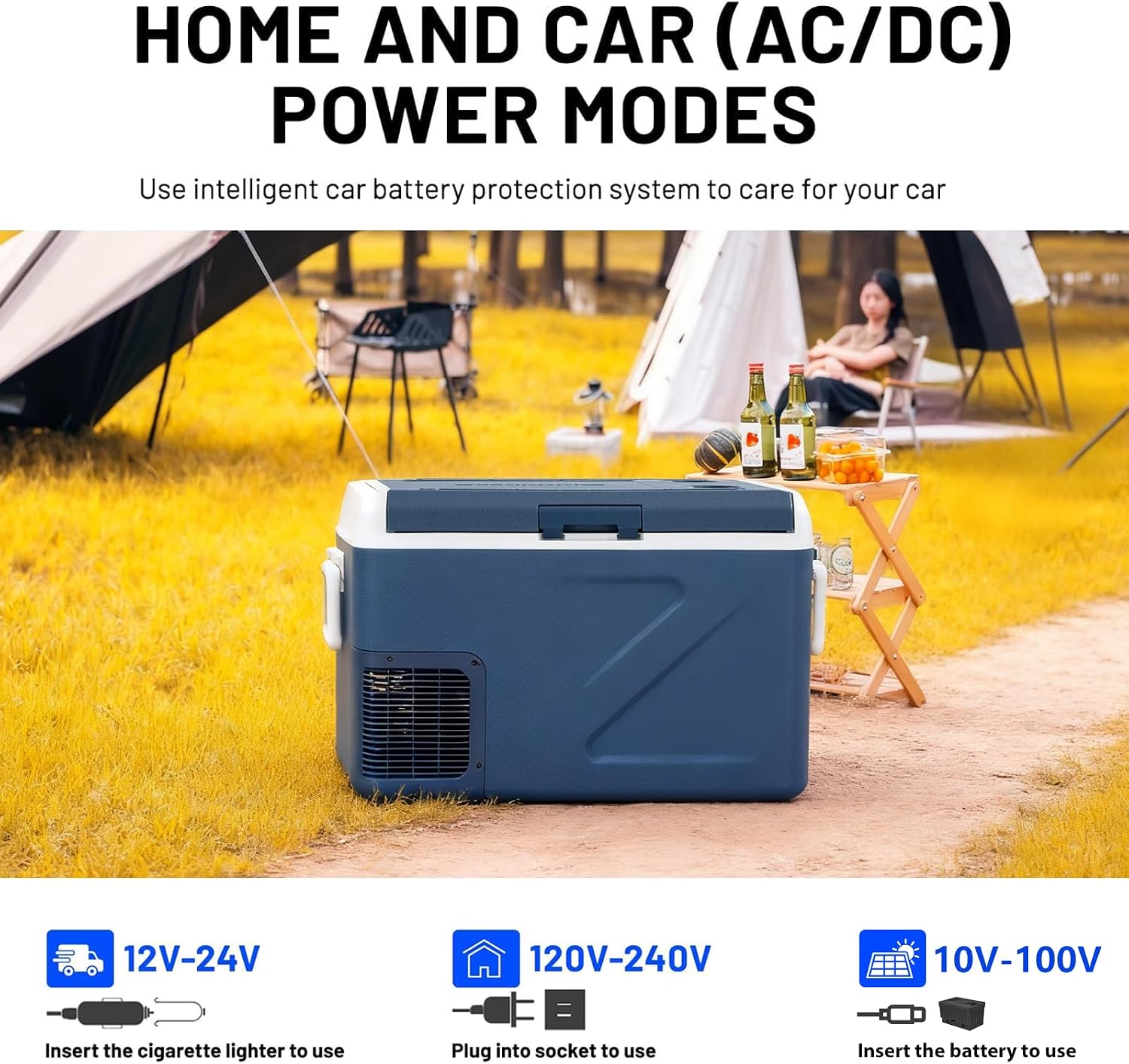 ICF41 12 Volt Car Refrigerator,42QT/40L Portable Freezer Electric Cooler -4℉~68℉,12/24V DC 100-240V AC Car Fridge for Camping, Road Trips, RV, Truck
