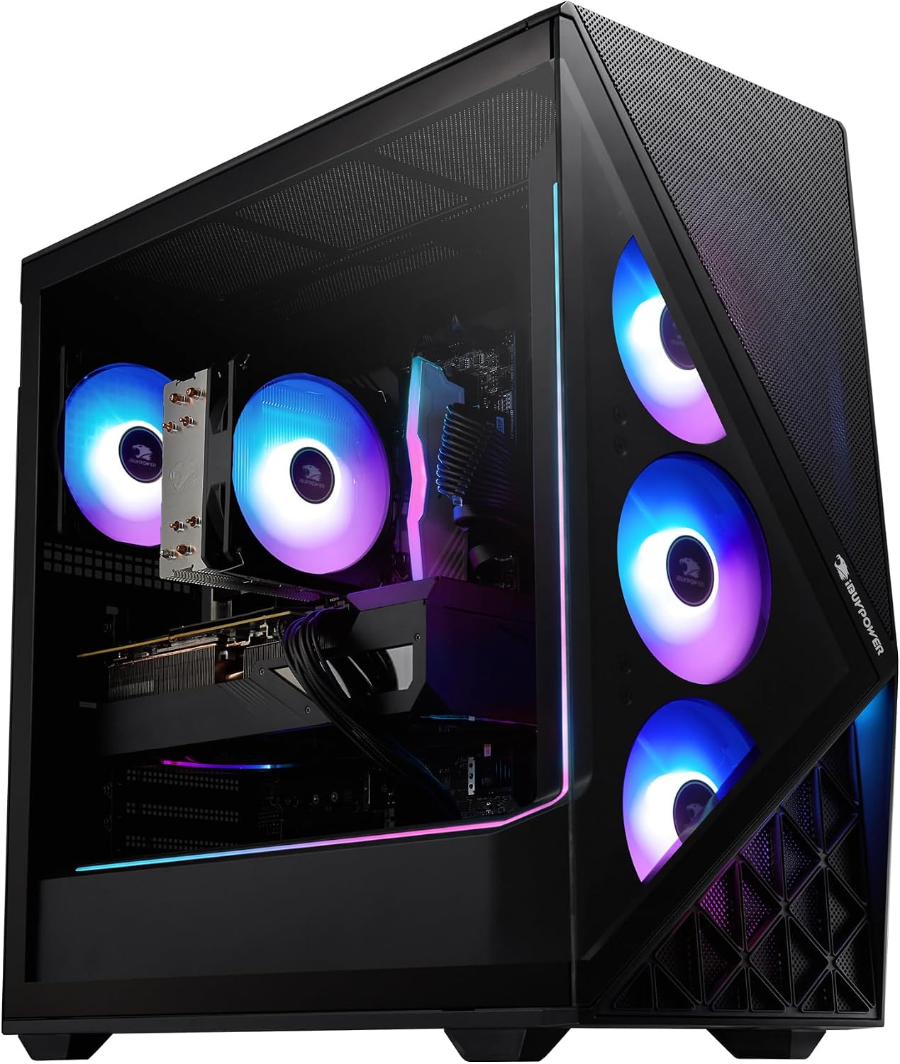 iBUYPOWER Slate Black Gaming PC Desktop Computer AMD Ryzen 5 8400F CPU, NVIDIA GeForce RTX 5060Ti 8GB GPU, 16GB DDR5 RGB 5200MHz RAM, 1TB NVMe SSD, Windows 11 Home, Keyboard, Mouse - SBA5N56T01