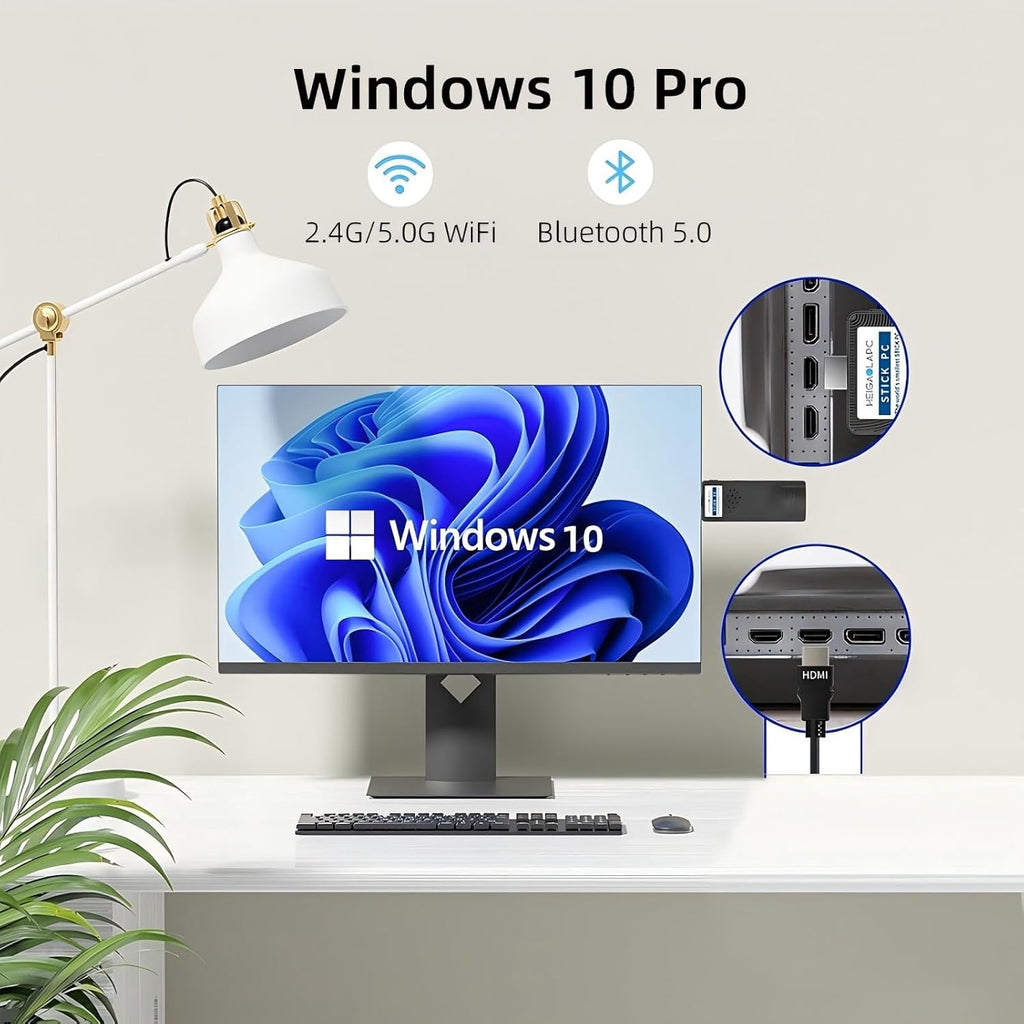 Mini PC Stick, Pentium N4200 4GB 64GB eMMC, Fanless Mini Desktop, Support 4K Monitor Output @30Hz, 1080P Streaming, Gigabit Ethernet, WiFi BT 5.0, USB3.0 x2 for Business/IOT/Home