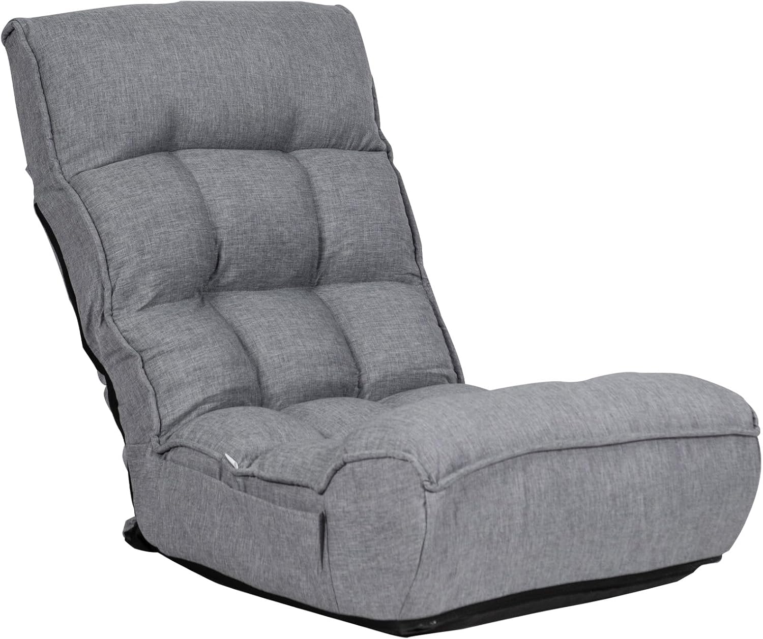 KOMFOTT Folding Floor Chair for Adults, Floor Gaming Chair with 5-Position Adjustable Headrest & 4-Position Adjustable Backrest, Side Pocket, Floor Seating Lazy Sofa for Reading, Meditating, Grey