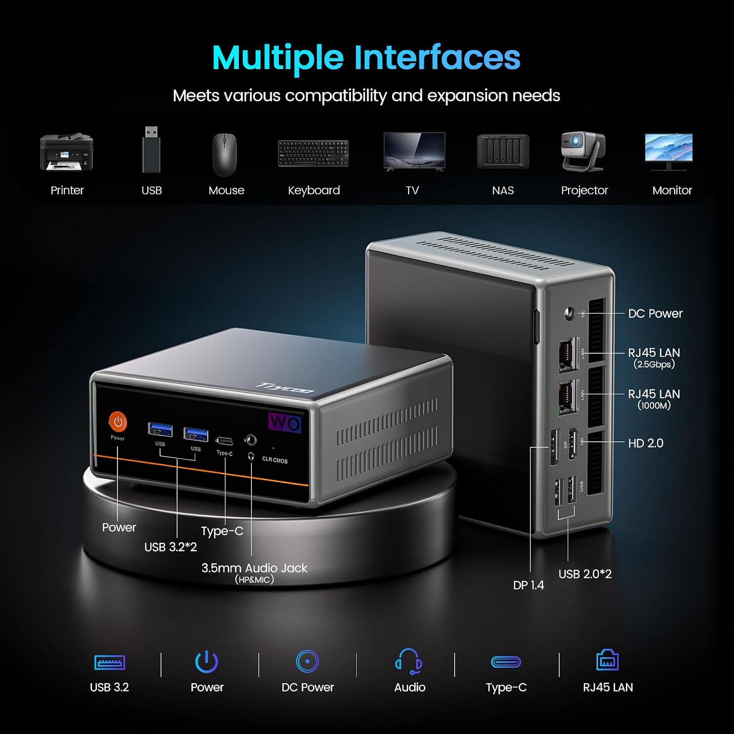 Trycoo Mini PC Gaming, Ryzen 5 5600H 16GB DDR4 RAM/512GB SSD (Beats 5700U/7430U),Micro pc Mini Desktop Computer,Type-C/HDMI/DP/HD,Triple 4K Display,WiFi6/BT5.2/USB3.2 for Home Business