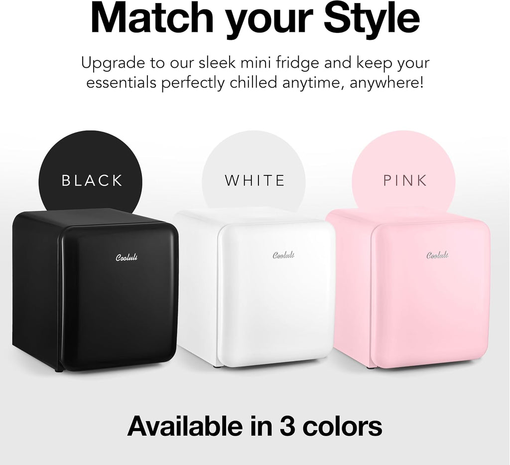 Cooluli Curve 1.7 cu ft Mini Fridge - Small Refrigerator for Bedroom, Office, College Dorm Room - Smart Temperature Control (Pink, 1.7 cu.ft)