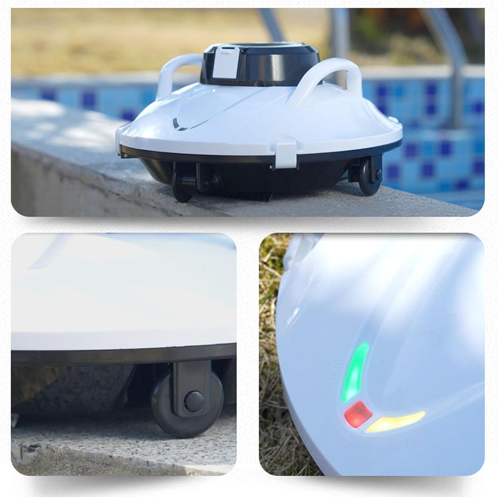 Wireless Pool Vacuum Robot - 30W, Cordless Pool Cleaning Machine with Automatic Cleaning, Strong Suction, Suitable for Flat Pools up to 914 Sqft, US Plug 110-240V, Built in 5000mAh Battery