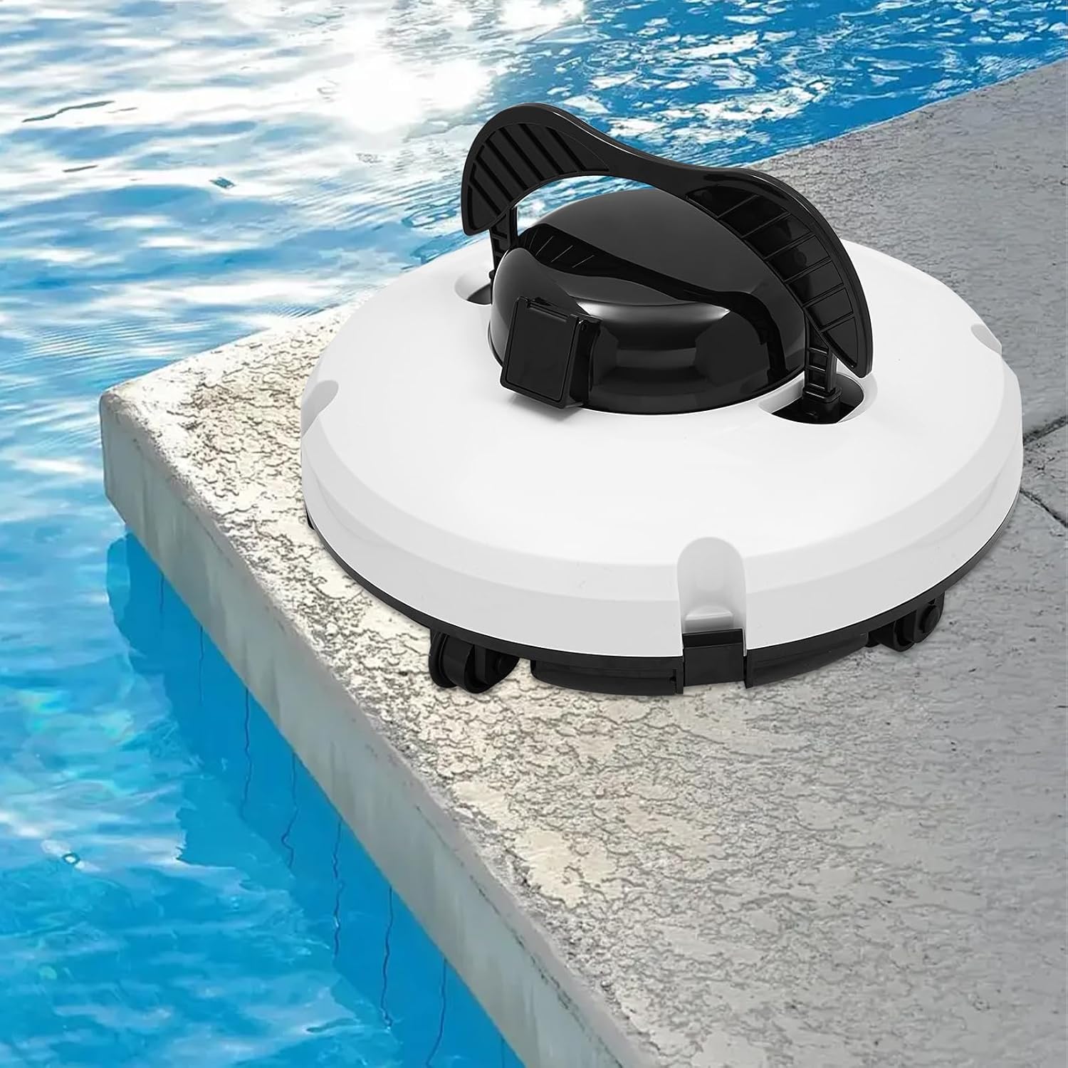 Automatic Robotic Pool Vacuum Cleaner, 120-Min Runtime Cordless Cleaning Robot Rechargeable Underwater Floor Cleaner Smart Pool Sweeper for Above-Ground & In-Ground Pools up to 1076.4ft² Flat Bottom