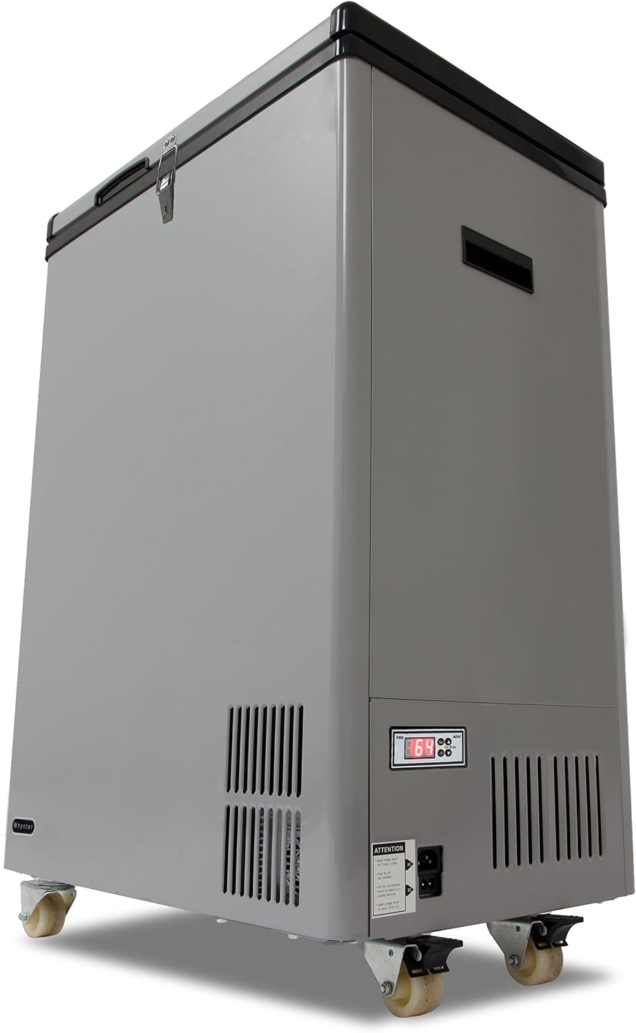Whynter 95 Qt. Wheeled Portable Refrigerator / Portable Freezer for Travel - Chest Freezer / Fridge for Car, Camping, RVs & More, -8°F to 50°F Temperature Range, AC 110V/ DC 12V, FM-951GW, Gray