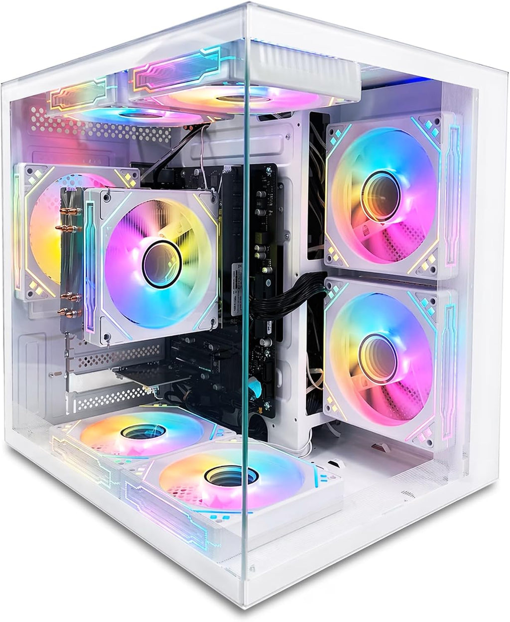 Suevery Gaming Desktop Computer 16G Memory 1TB SSD AMD Ryzen7 5700G (8Core CPU Integration Radeon Vega Graphics) Wi-Fi Prebuilt Gamer Pc White (1000GB)