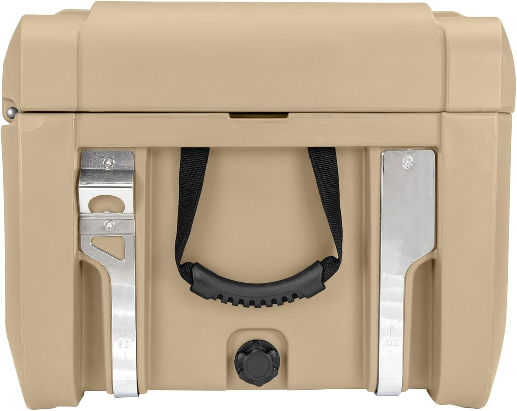 SRX-90 Overlanding Cargo Case – 90L Waterproof Storage Box for Camping, Off-Road & Truck Bed Gear – Heavy-Duty Lockable Storage with Gas Strut Lid, Stackable Design & Interior Organizer Tray (Tan)