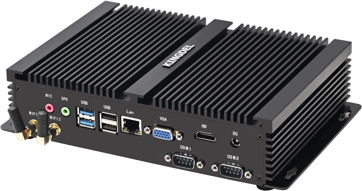 KINGDEL Mini Desktop Computer, Micro Gaming PC with i7 12th Gen. CPU, 32GB DDR4 RAM, 2TB NVMe SSD, 4K 4096x2304, HD Port, VGA, 2xCOM RS232, WF 6E+BT 5.3, Full Metal Case