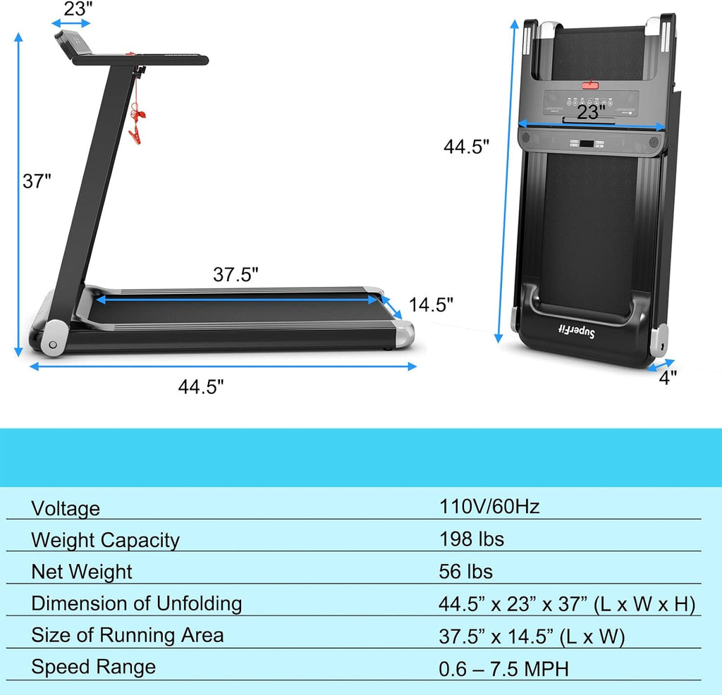 GYMAX Folding Treadmill, Smart APP Control Running Machine, LED Monitor & Adjustable Device Holder, Portable Treadmill for Home Gym Small Apartment