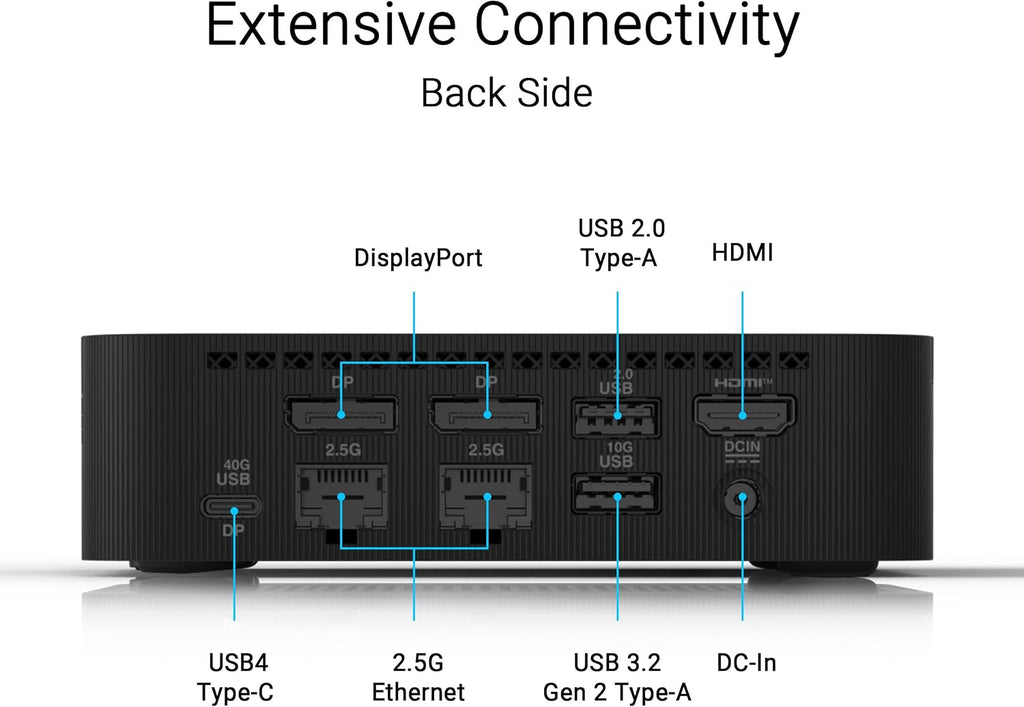 ASUS ExpertCenter PN54 Barebone Mini PC with AMD RyzenTM AI 7 350 Processor, DDR5 RAM, Dual Storage Design, WiFi 7 & BT 5.4, Voice Command, Toolless Chassis Access, USB-C, Hardware TPM, & VESA Mount