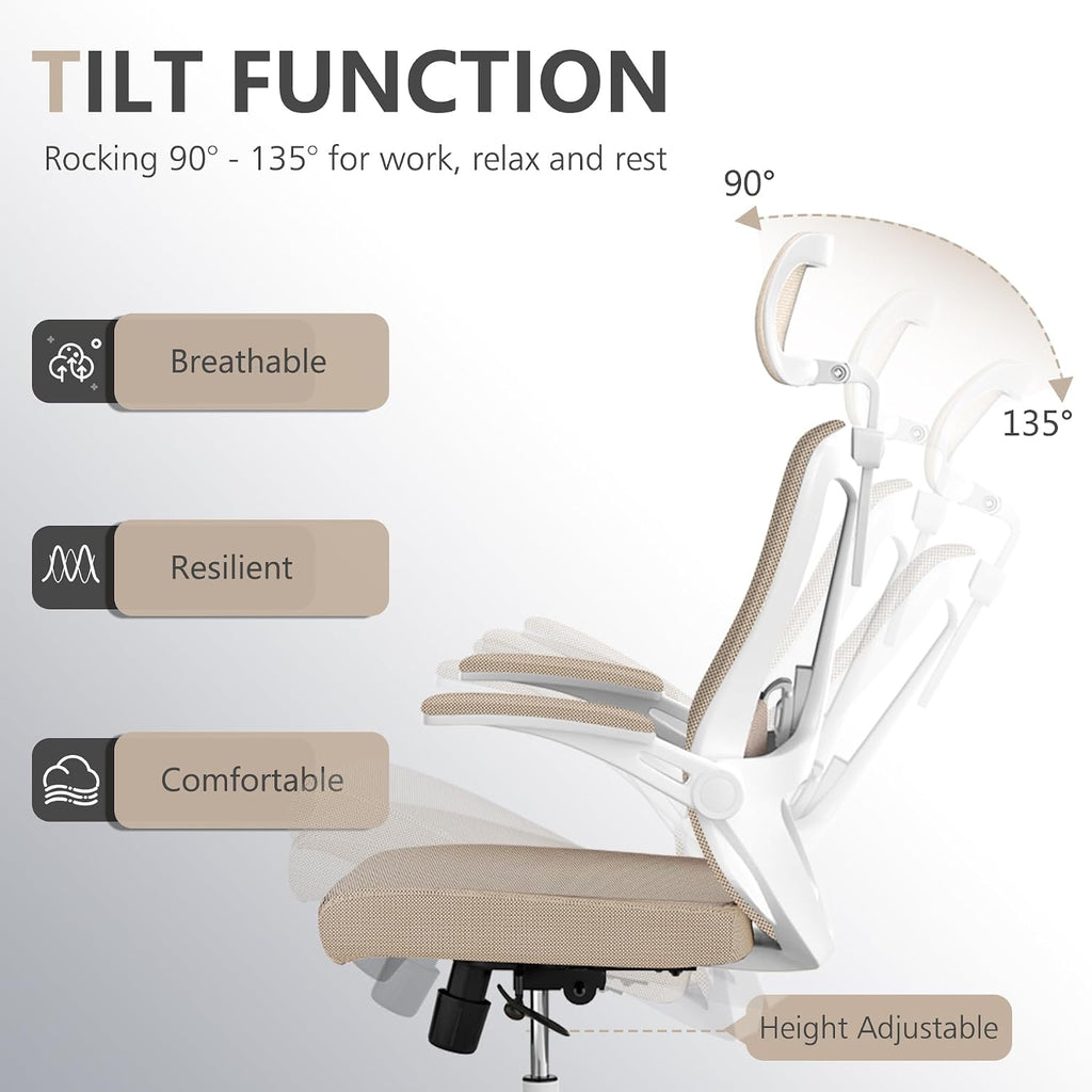 balmstar Ergonomic Office Chair Desk Chair - Mesh Computer Chair with 360° Swivel Wheels, Adjustable 90-130° Recline & Lumbar Support for Home Office, Supports up to 350lbs