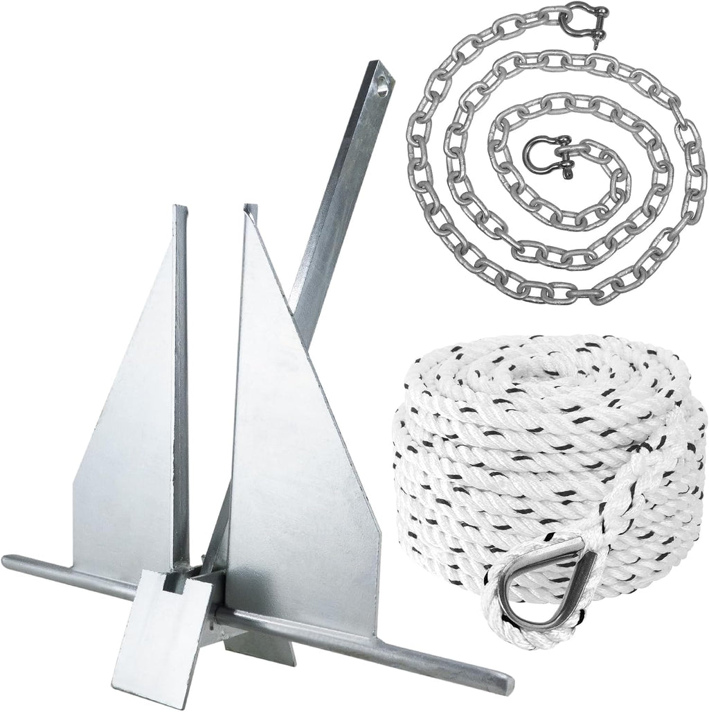 Five Oceans Fluke Boat Anchor, Heavy Duty Hot Dipped Galvanized Steel, Multiple Sizes – Ideal for Pontoon, Dinghies, Boats