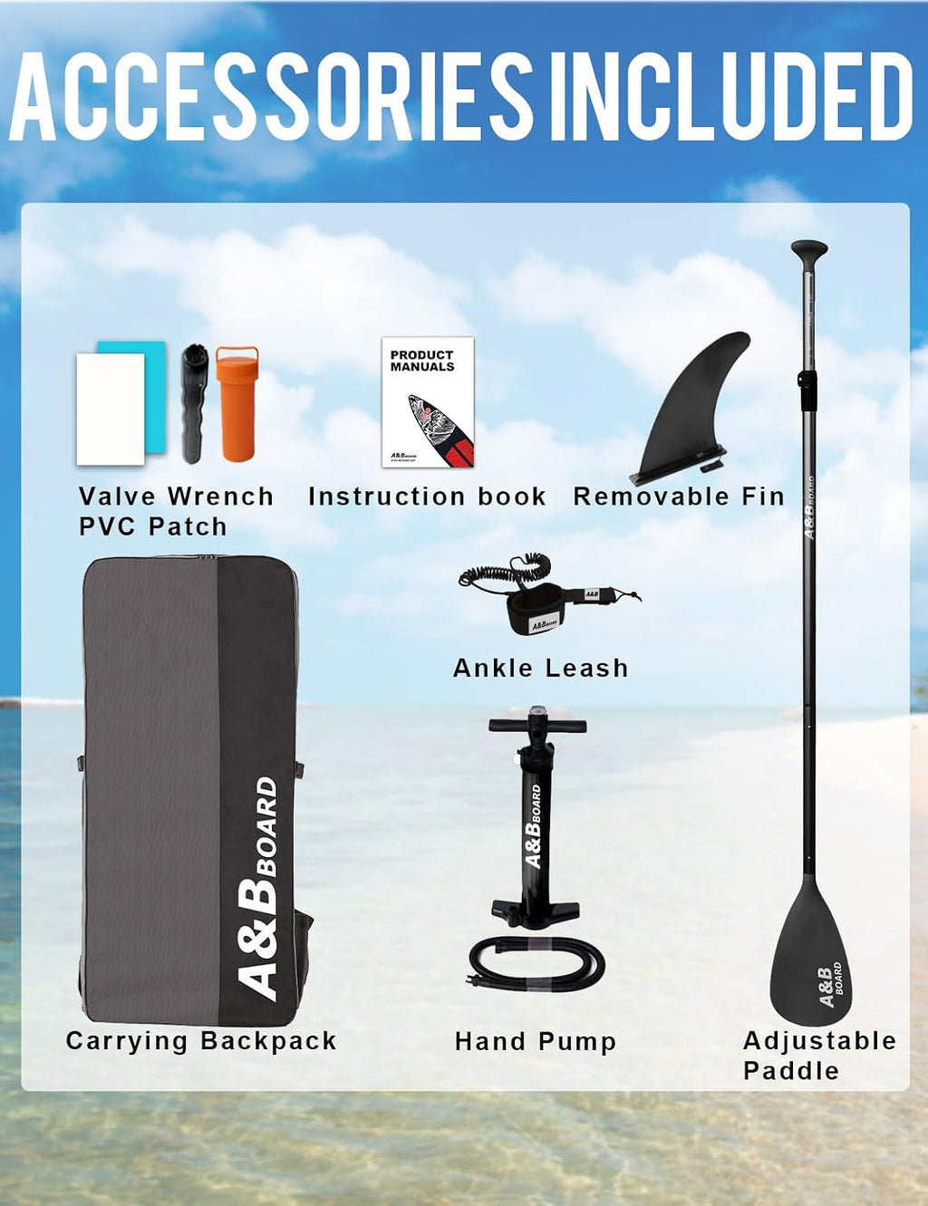 ABBOARD Inflatable Stand Up Paddle Board - Extra Wide Fishing Paddleboard with Sup Accessories Youth/Adults