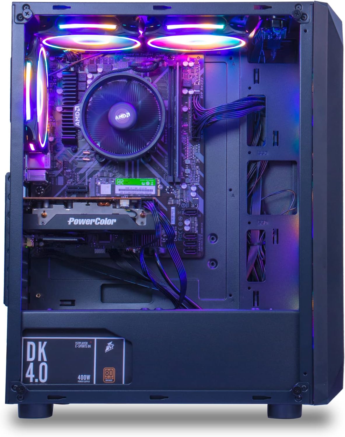 MXZ Gaming PC Desktop Computer, AMD Ryzen 5 5600, RTX 4060, 16GB DDR4, NVME 1 T SSD, 6RGB Fans, Win 11 Pro Ready, Gamer Desktop Computer(R5 5600| RTX4060)