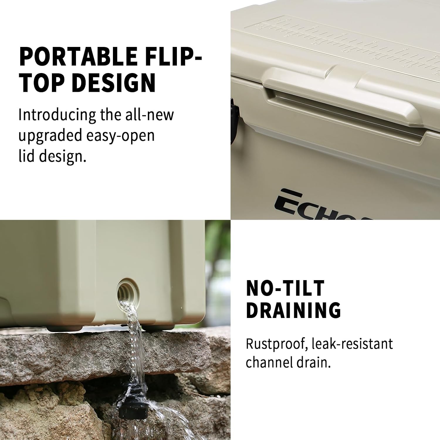 EchoSmile 25/30/35/40/60/75 Quart Rotomolded Cooler, Built to Stand up to The Rigors of The Journey