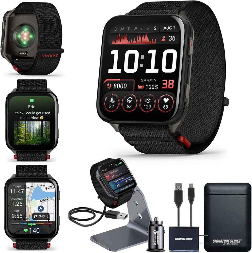 Garmin Venu X1 Thin & Lightweight GPS Smartwatch, Black | AMOLED Display, Advanced Health and Fitness Features, Sleep Tracking, 100+ Sports Apps | Signature Series Power Bundle