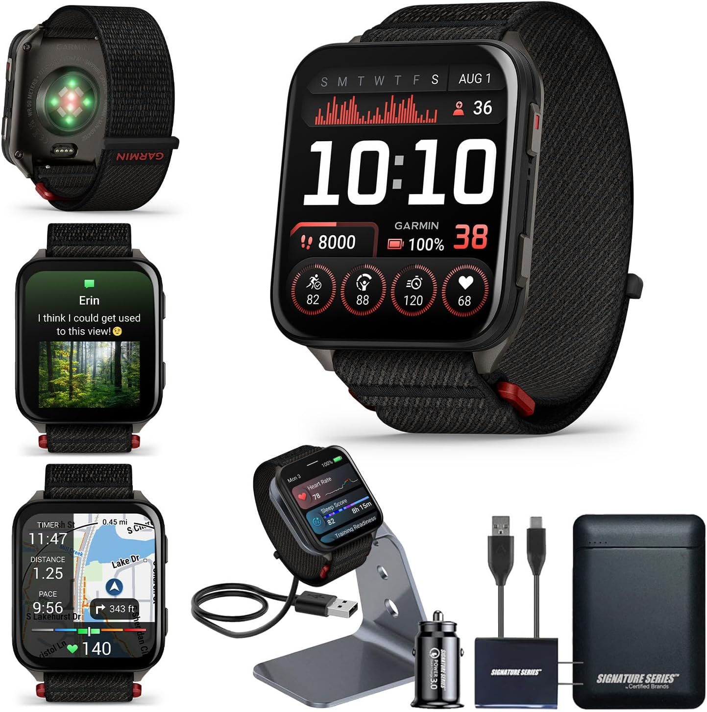 Garmin Venu X1 Thin & Lightweight GPS Smartwatch, Black | AMOLED Display, Advanced Health and Fitness Features, Sleep Tracking, 100+ Sports Apps | Signature Series Power Bundle