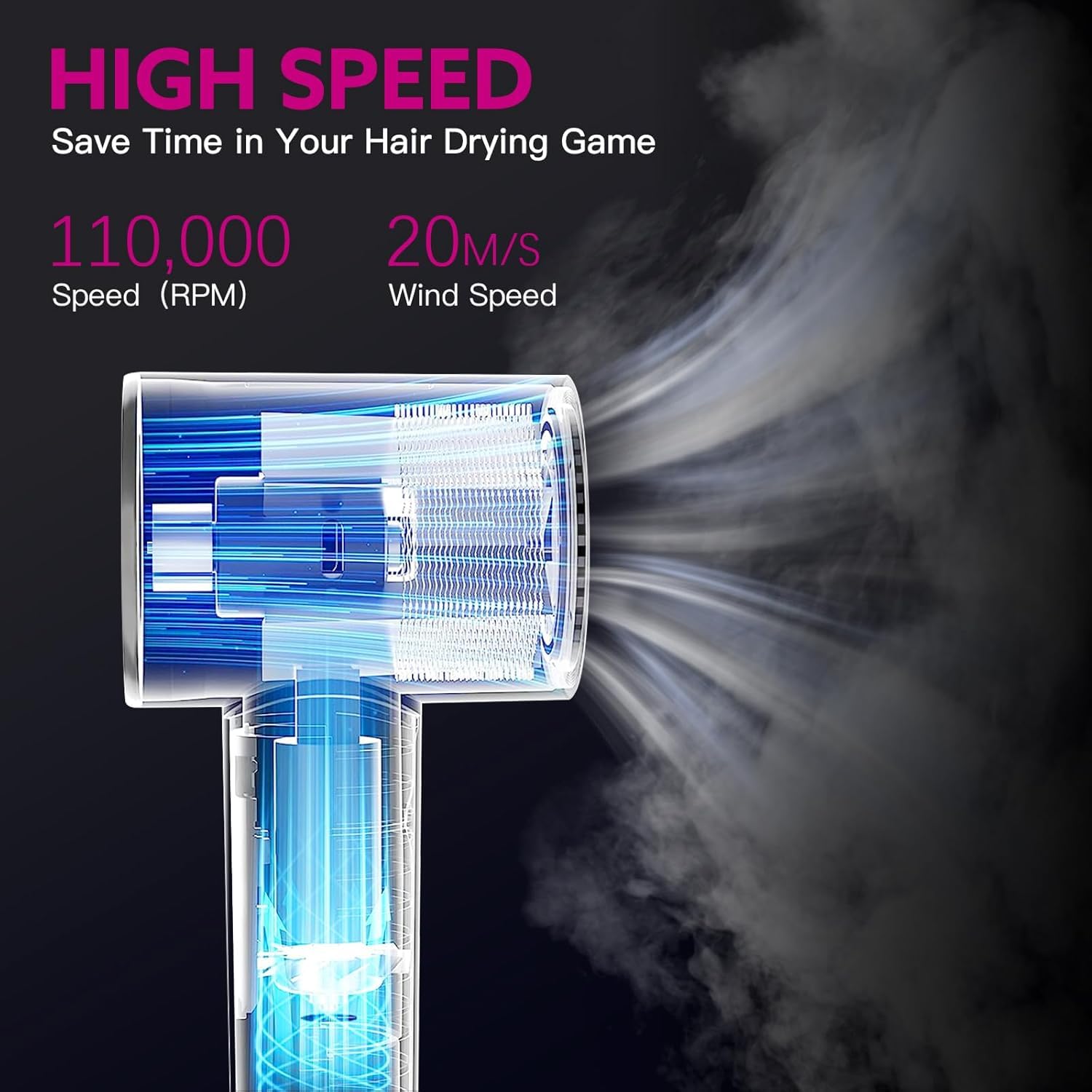5 in 1 Hot Air Brush Hair Dryer Air Styler - 110,000 RPM Fast Drying, Curling, Straightening with Ceramic Coating & Negative Ion, No Heat Damage for All Hair Types, Includes Travel Case (Red)