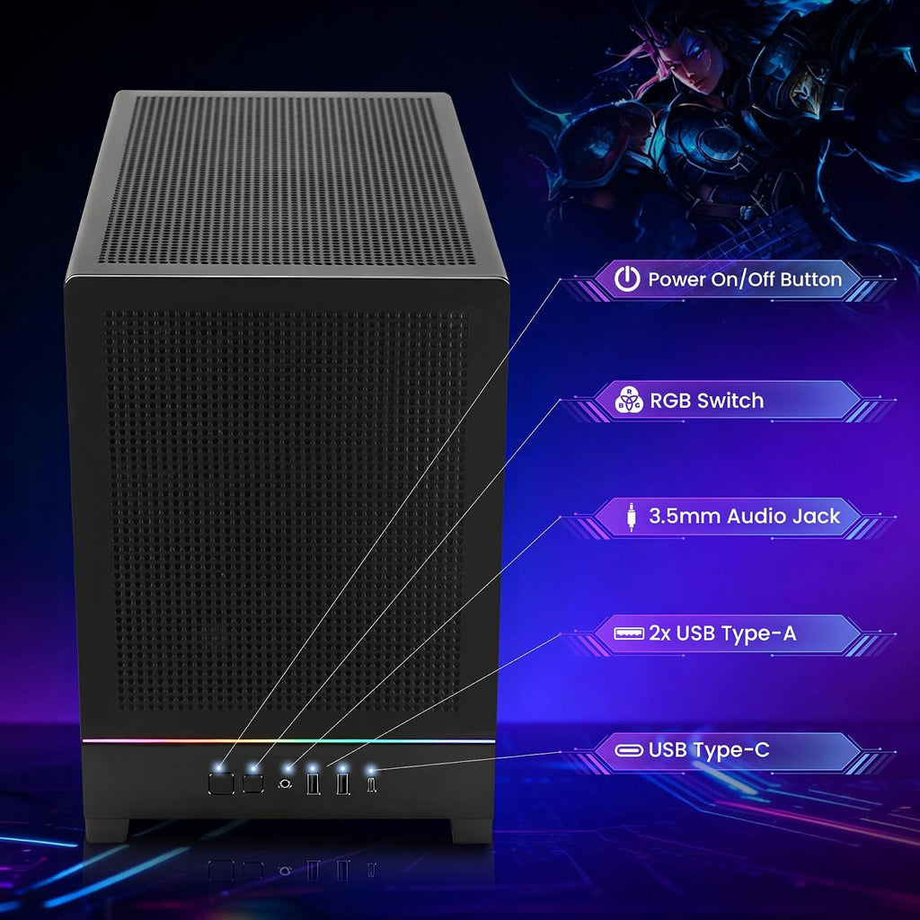 STORMCRAFT PC Gamer Viper AI Gaming PC,Intel i7 14700F 5.4GHz, GeForce RTX 5060,32GB DDR5 RGB RAM 6000MHz,1TB NVMe SSD, B760 Chipset,650W Gold PSU,WiFi,Bluetooth,Win 11 Home Prebuilt Tower Computer