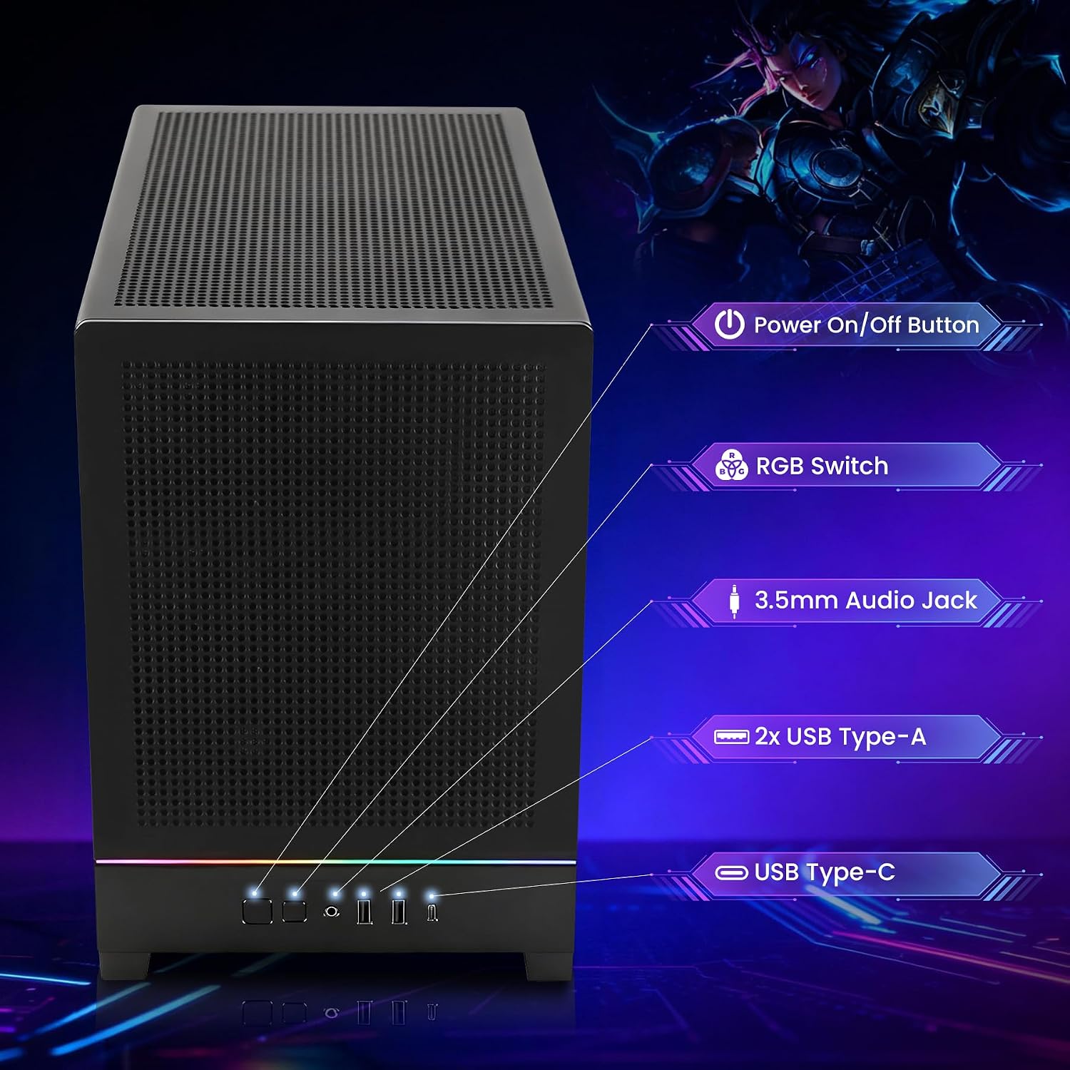 STORMCRAFT PC Gamer Viper AI Gaming PC,Intel i7 14700F 5.4GHz, GeForce RTX 5060,32GB DDR5 RGB RAM 6000MHz,1TB NVMe SSD, B760 Chipset,650W Gold PSU,WiFi,Bluetooth,Win 11 Home Prebuilt Tower Computer