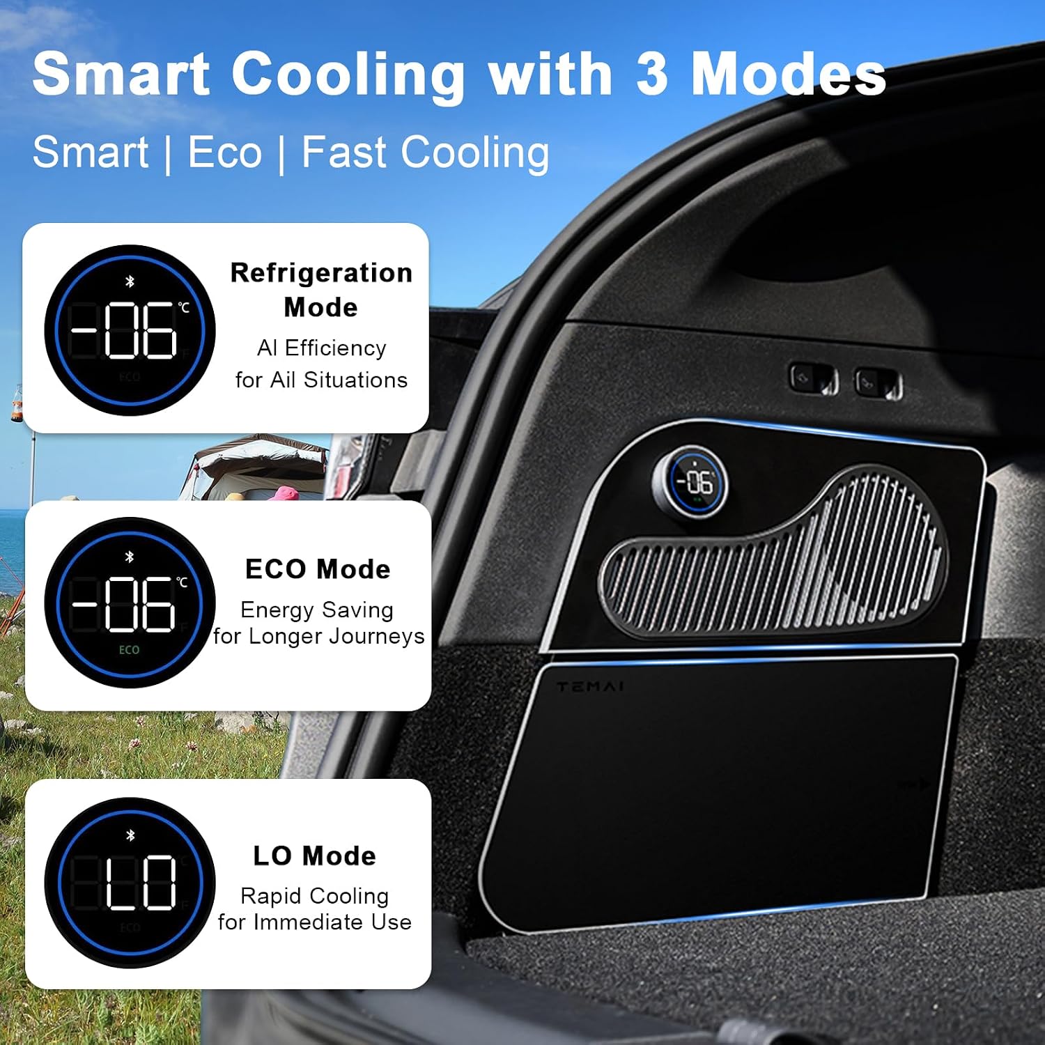Car Refrigerator for Tesla Model Y 21-24, Model Y Junpier 2025+ 16L Capacity Trunk Car Fridge, -6°C Cooling, Portable Freezer Cooler for Camping, Outdoor Driving